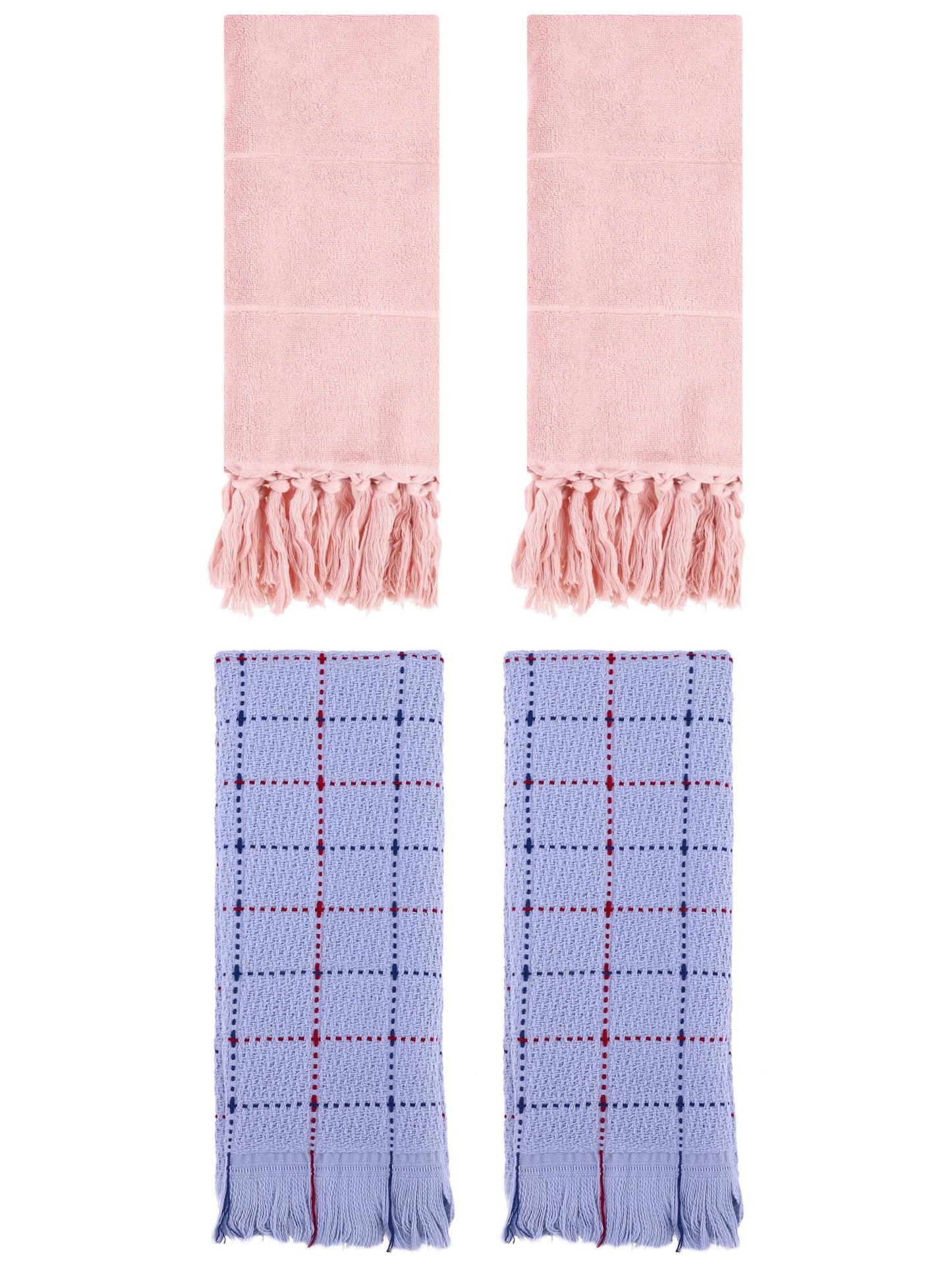 Unique Bargains 4 Pack Cotton Comfy Turkish Bath Towel Pink/Blue 14"x30"/13"x29"