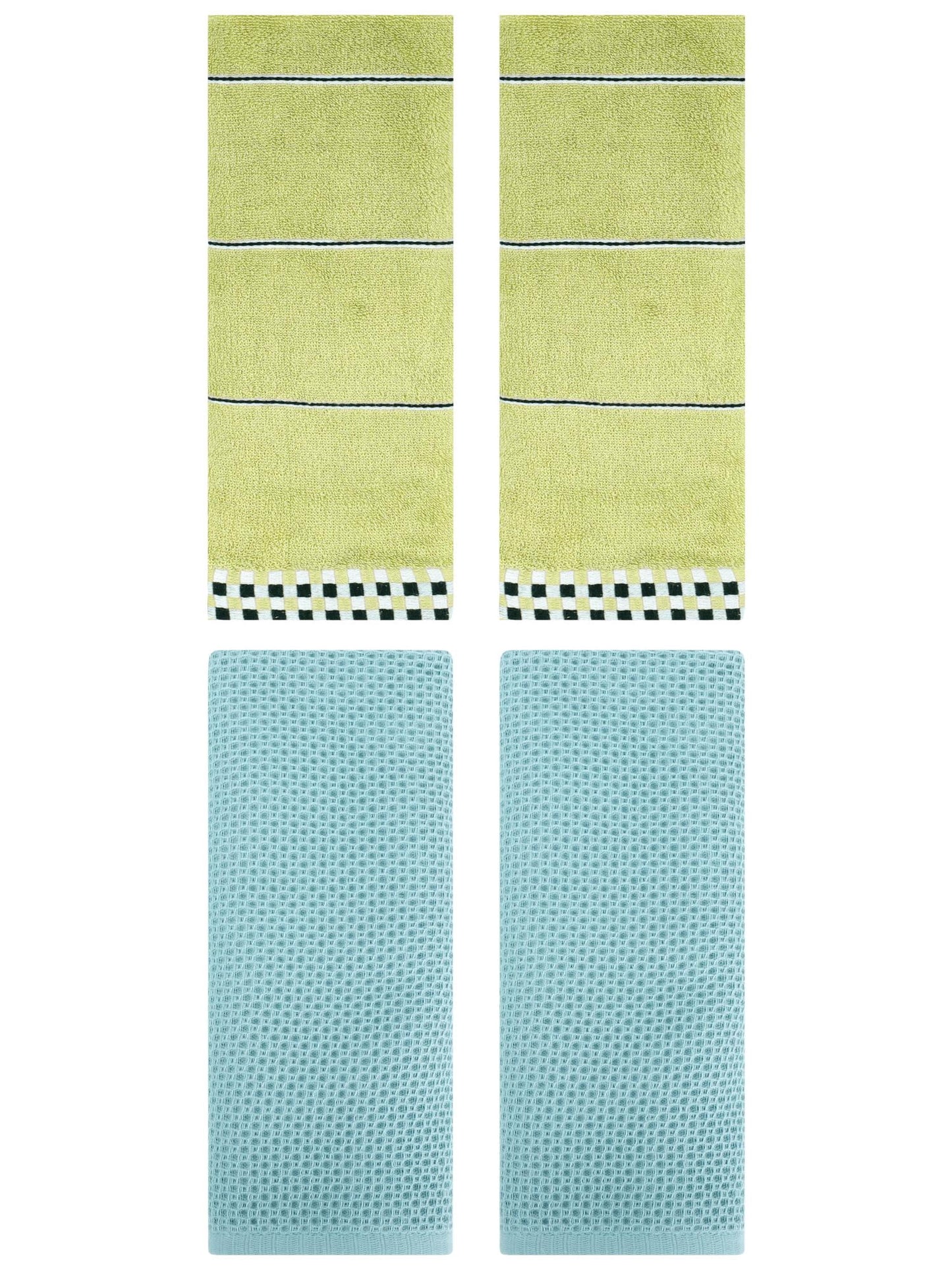 Unique Bargains 4 Pcs Bathroom Hand Towels Light Blue/Green 13" x 30"/14" x 30"