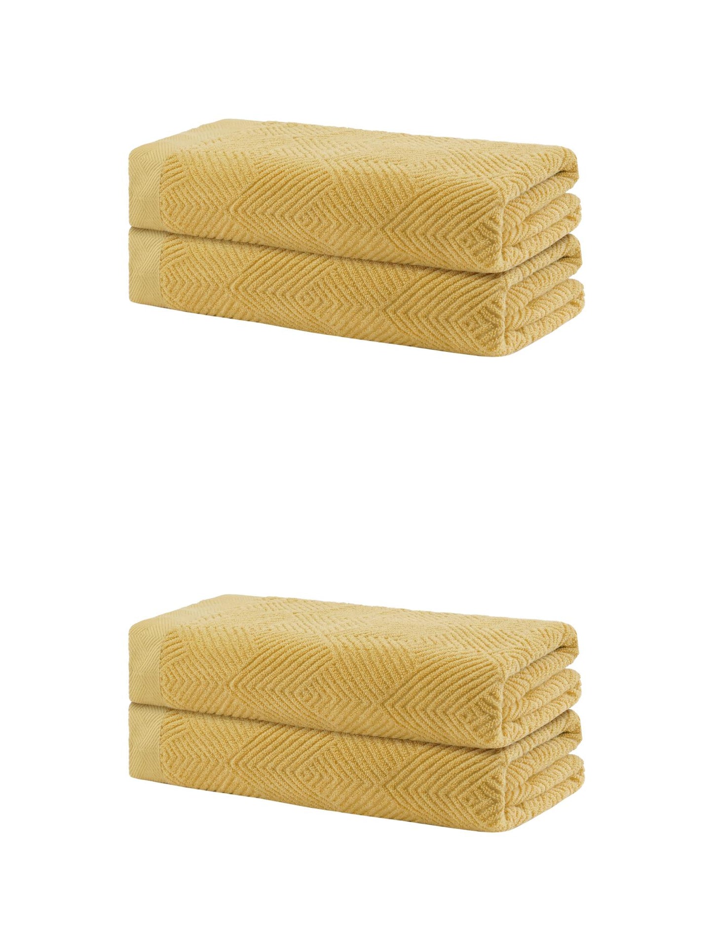 Unique Bargains 4 Pcs Cotton Bath Towels Lightweight Towels for Bathroom Yellow