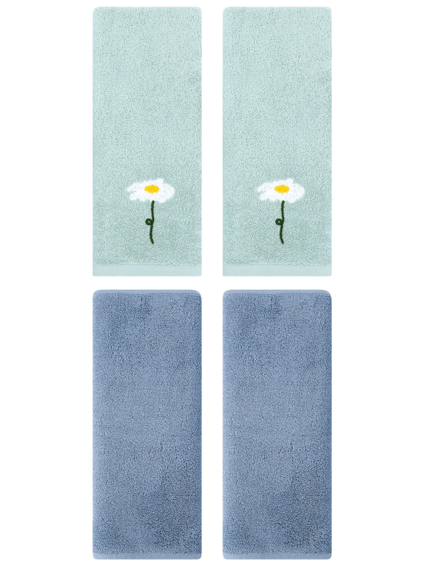 Unique Bargains 4 Pcs Cotton Soft Hand Towels 13" x 30" Blue/Light Steel Blue