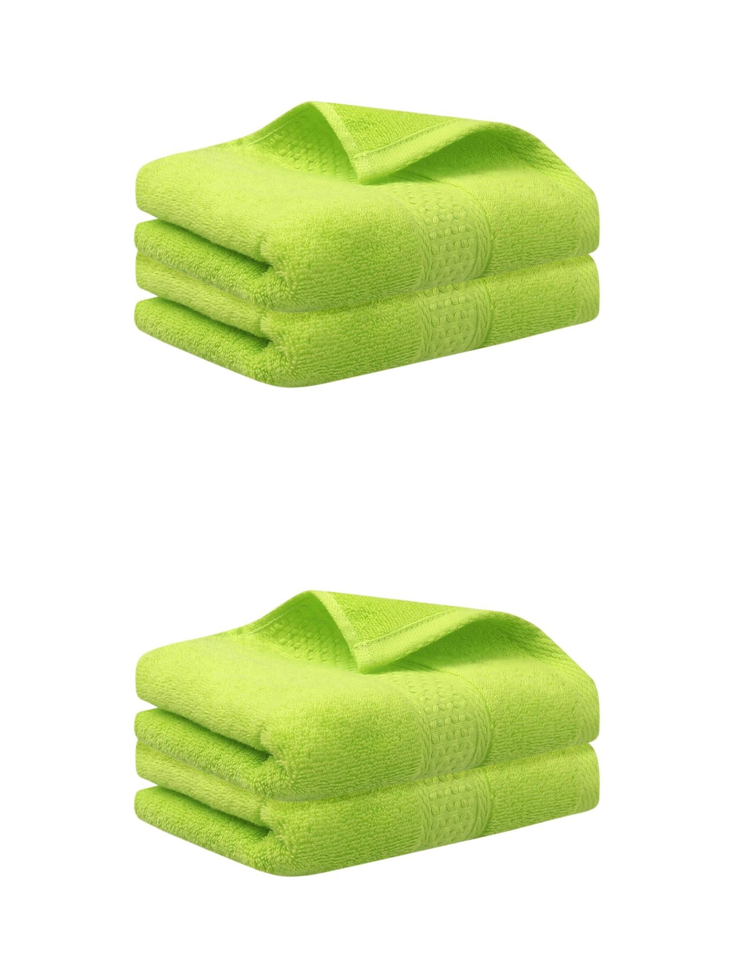 Unique Bargains 4 Pcs Cotton Textured Hand Towels Set Light Green 13"x30"