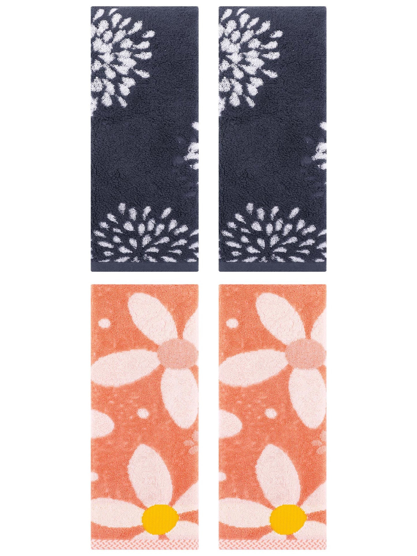 Unique Bargains 4 Pcs Hand Towel Blue/Orange 14" x 30"/13" x 29"