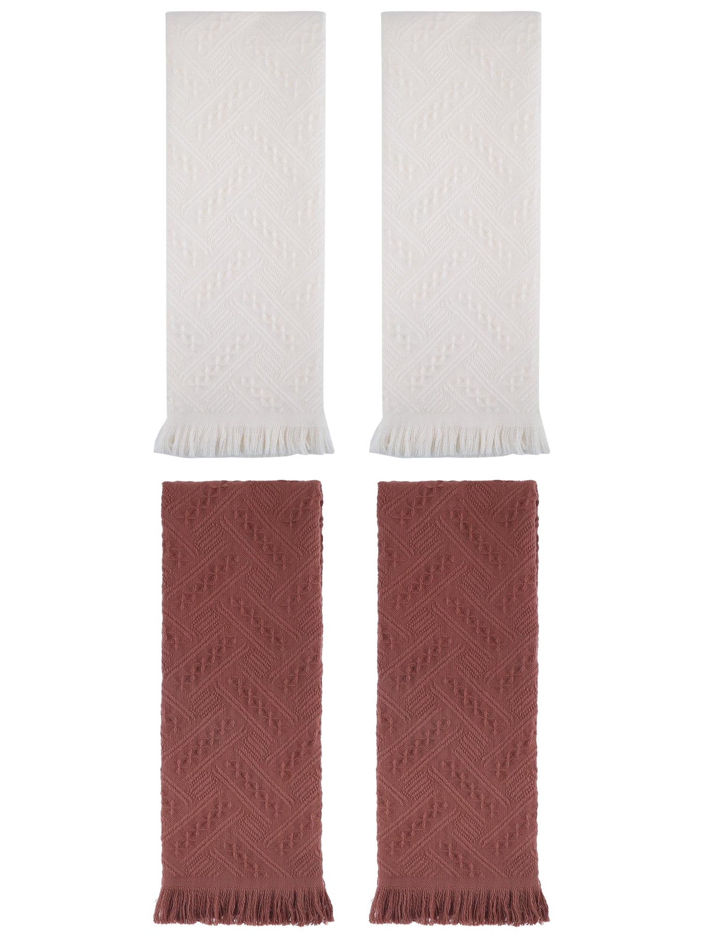 Unique Bargains 4 Pcs Jacquard Pattern Soft Hand Towel Set 13" x 29" Beige/Brown