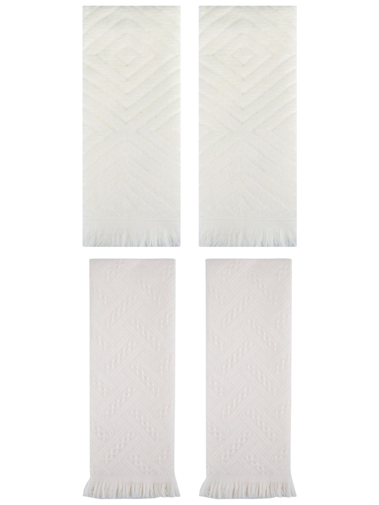 Unique Bargains 4 Pcs Soft Geometric Hand Towels 13" x 29" Beige