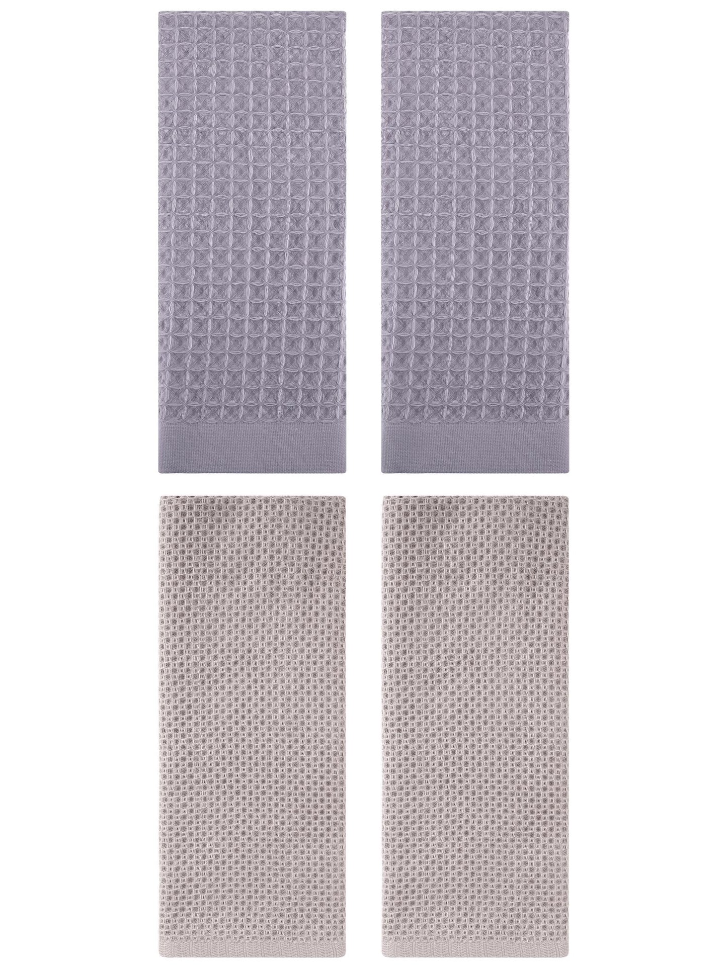 Unique Bargains 4 Pcs Soft Waffle Hand Towel Camel/Grey 13" x 30"/14" x 30"
