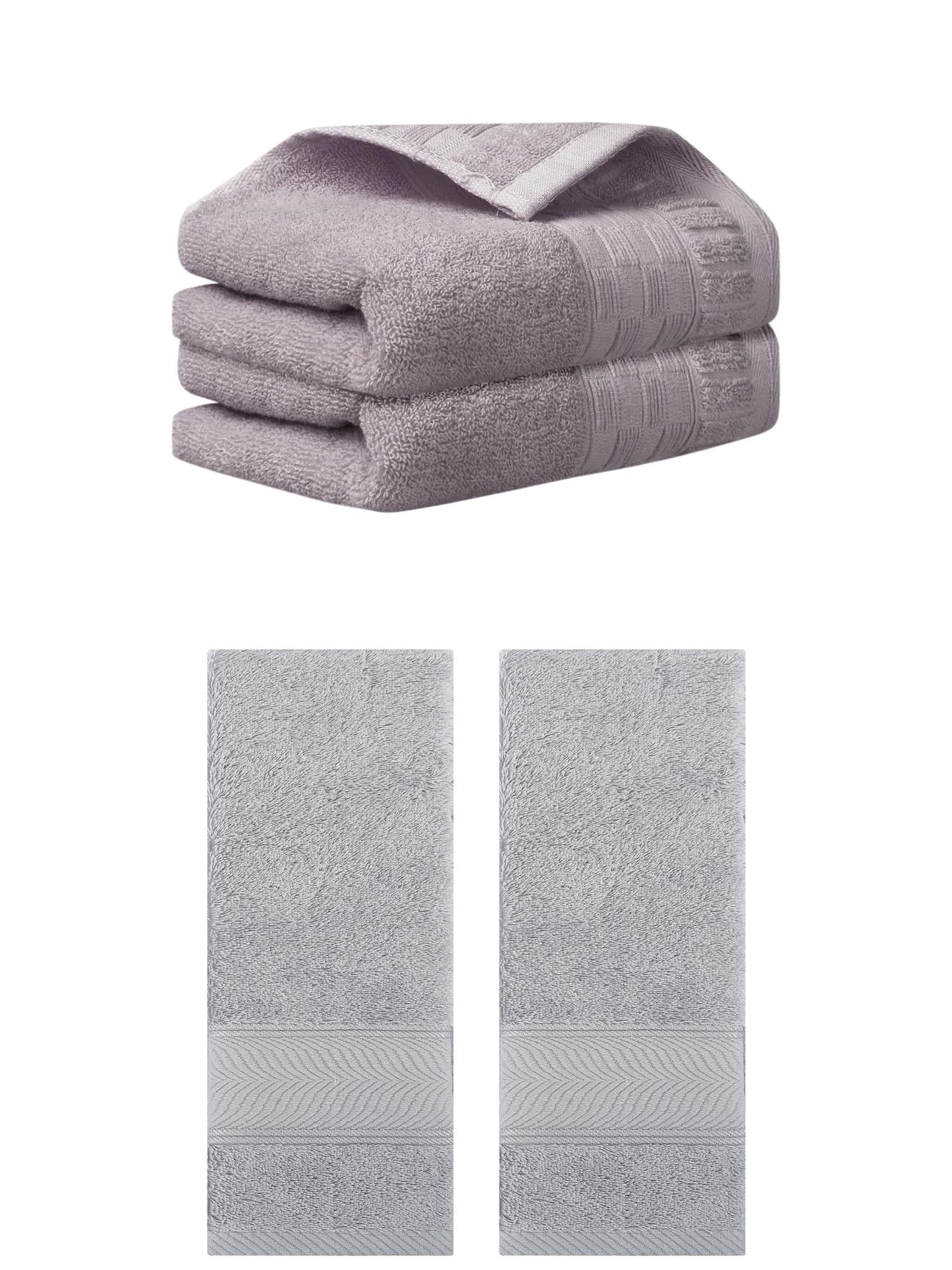 Unique Bargains 4 Pcs Solid Hand Towel 14" x 30" Purple/Light Grey