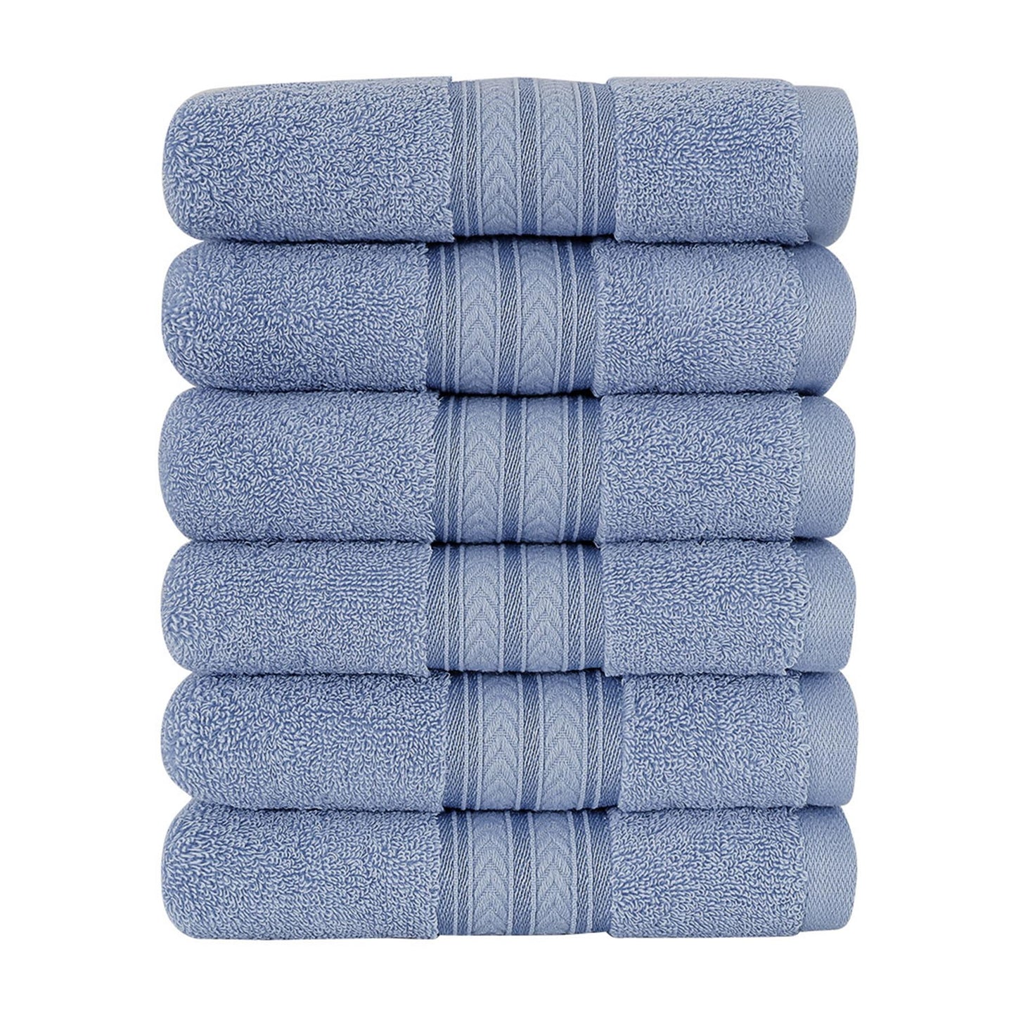 Unique Bargains 6-Pack 100% Cotton Absorbent Bathroom Towel Blue