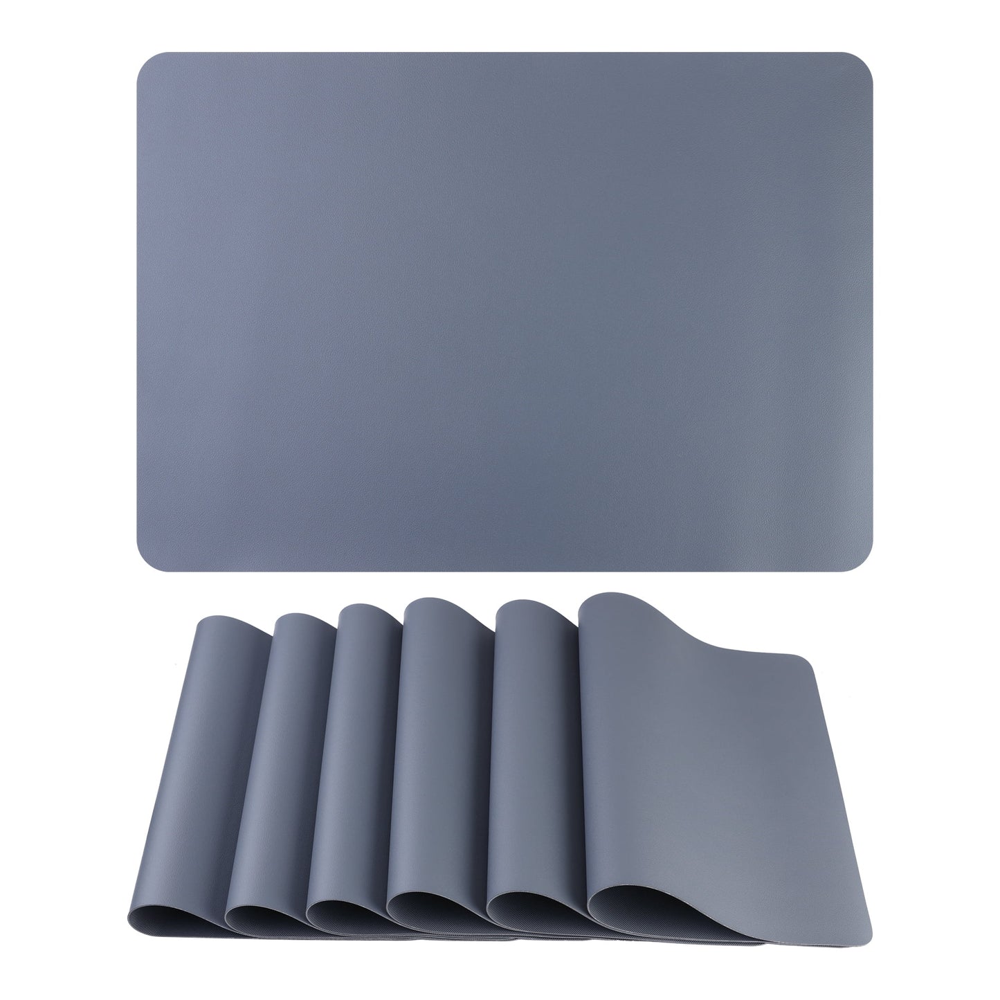 Unique Bargains 6 Pack Faux Leather Placemats for Kitchen Dining Table Decor Dark Gray 17"x12"