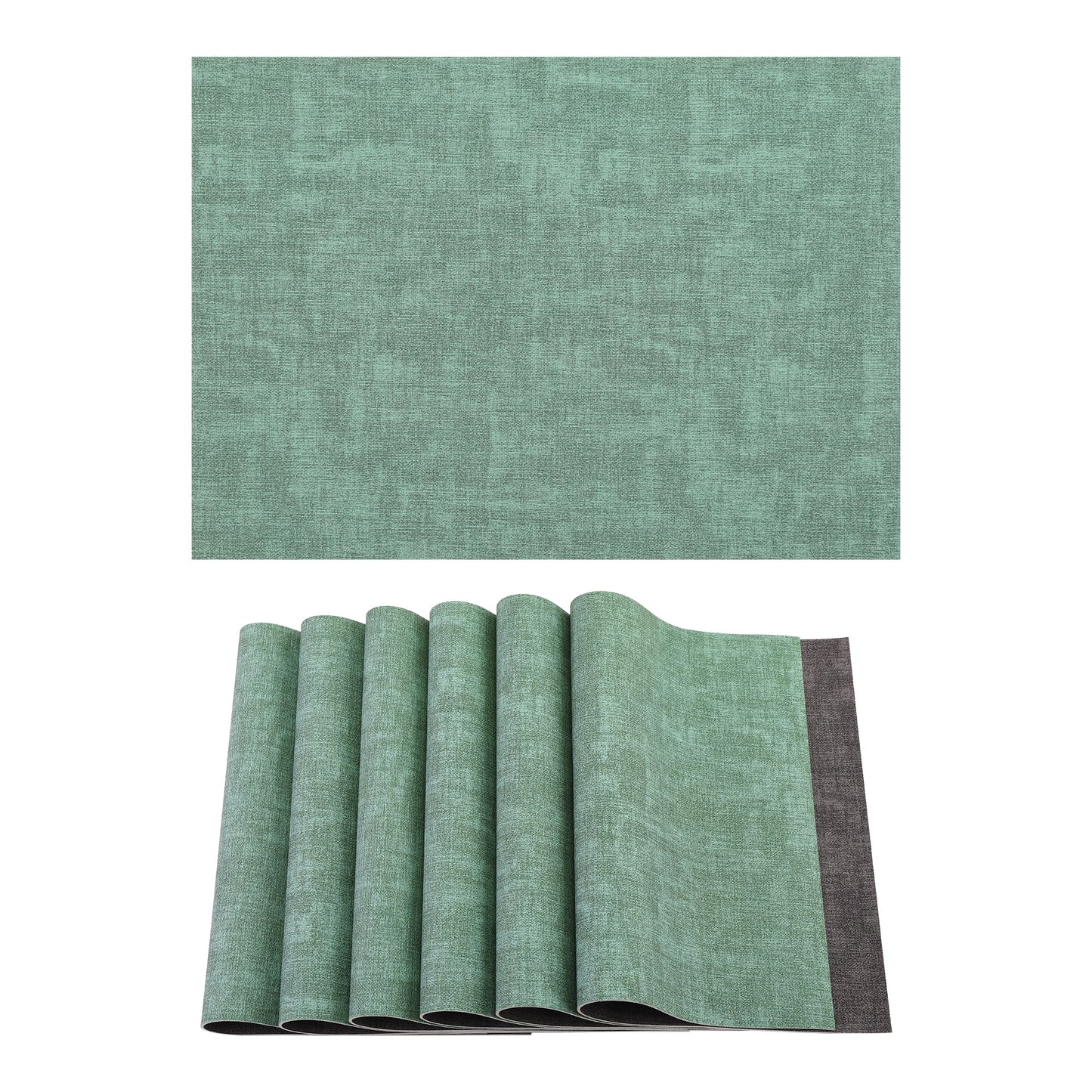 Unique Bargains 6pcs Stylish Faux Leather Placemats Teal 16.9"x11.8"