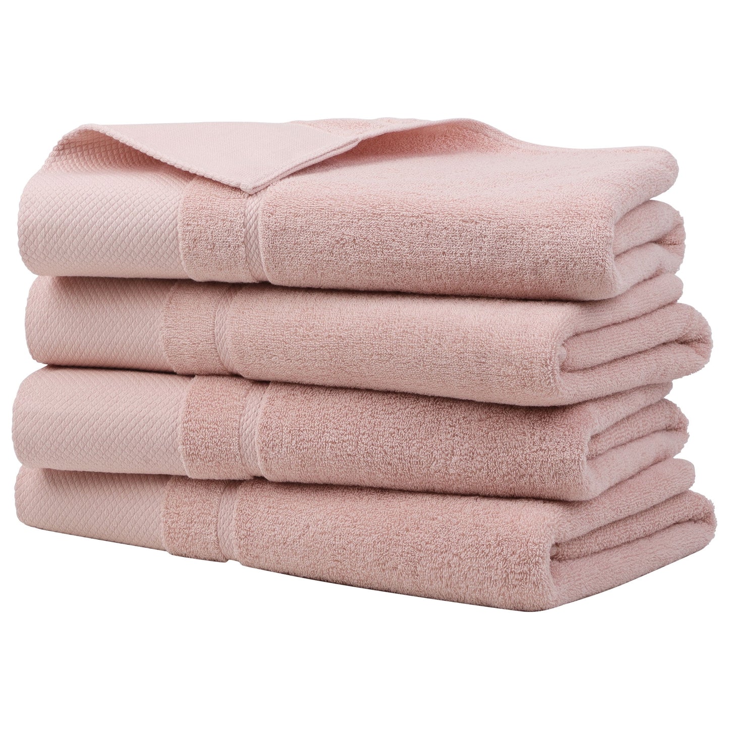 Unique Bargains Bath Towel Set 27" x 54" Soft 100% Combed Cotton 600 GSM Luxury Towels 4 Misty Rose