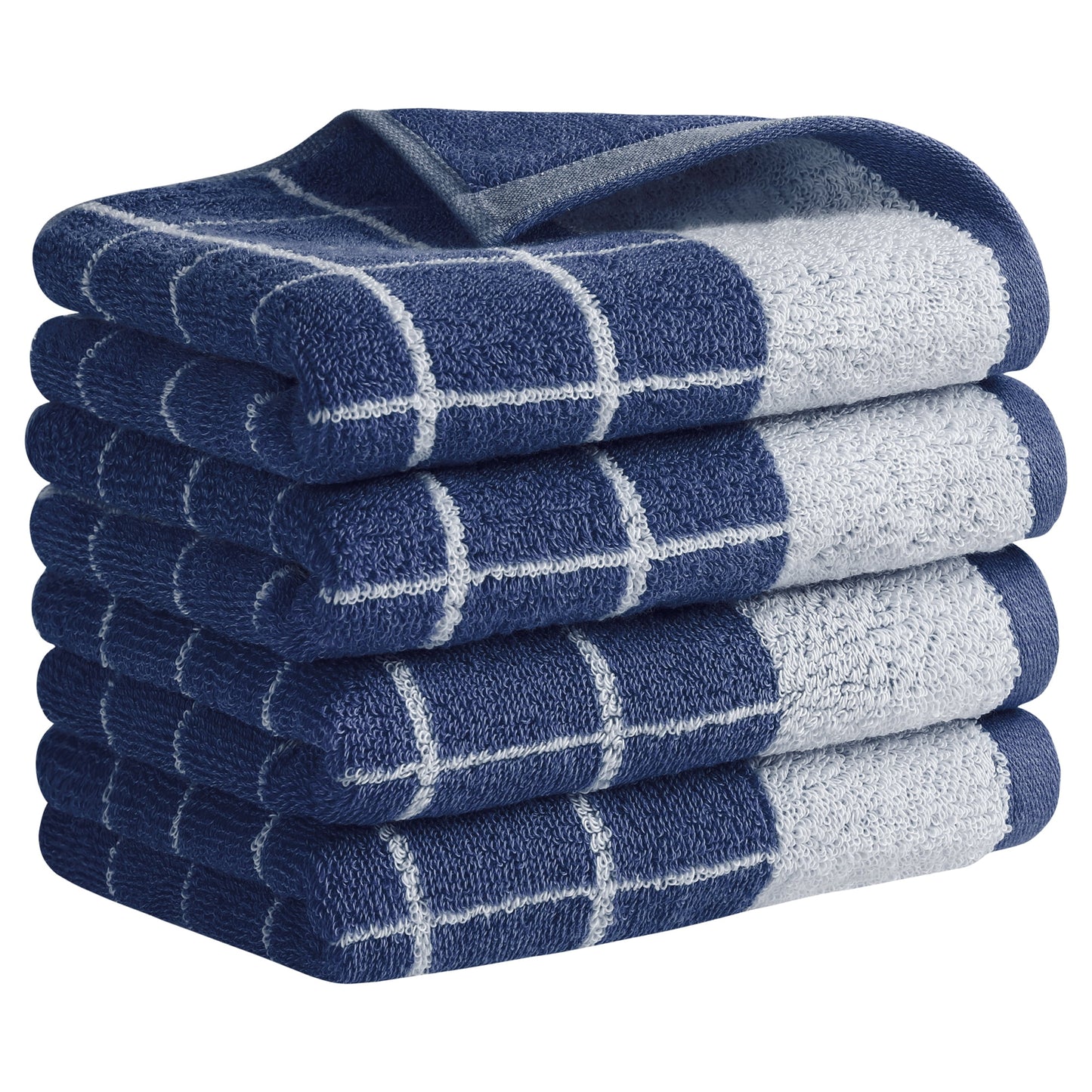 Unique Bargains Checkered Pure Cotton Hand Towel Set Grey 2-Piece