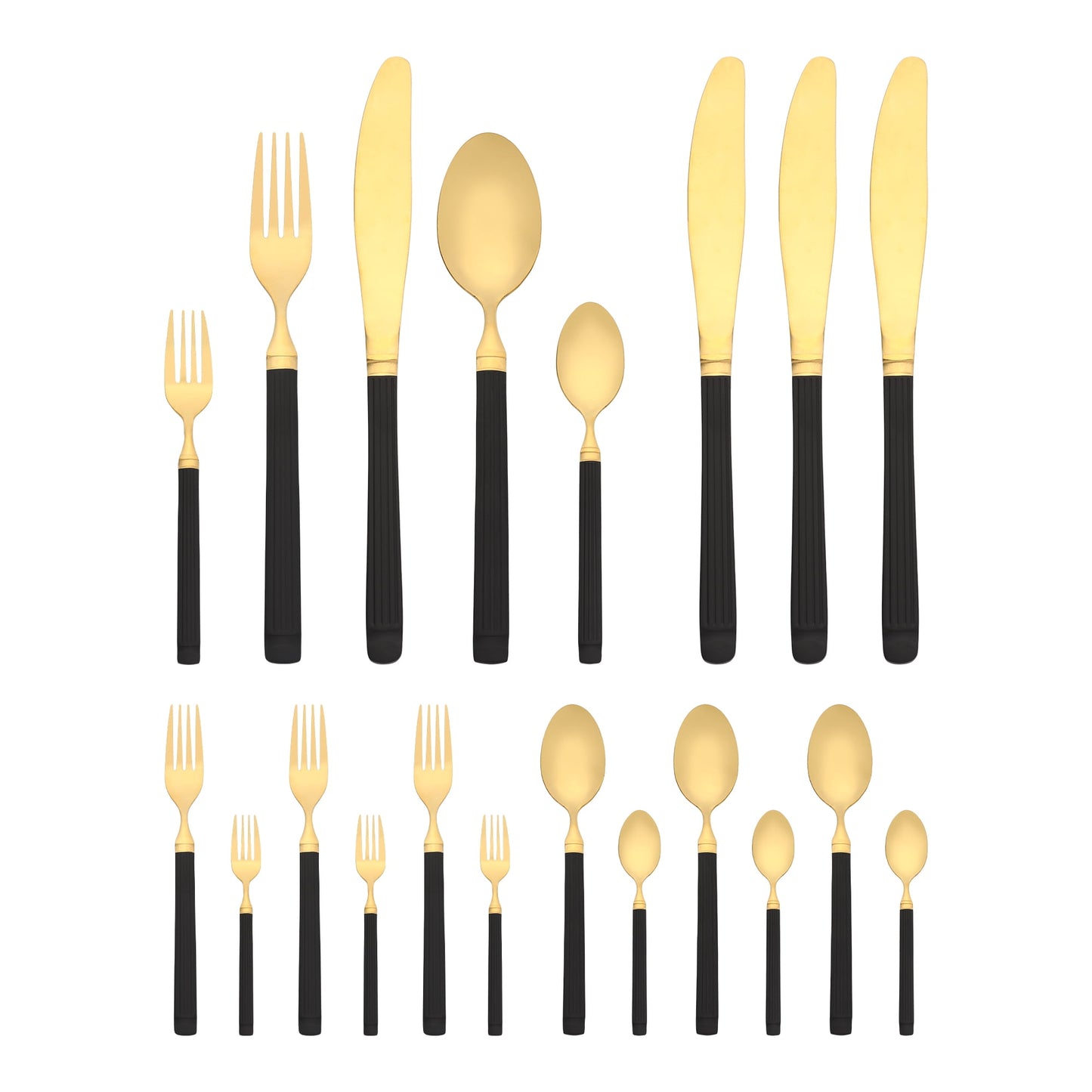 Unique Bargains Classic Stainless Steel Flatware Sets for Multiple Uses Black Gold 20pcs