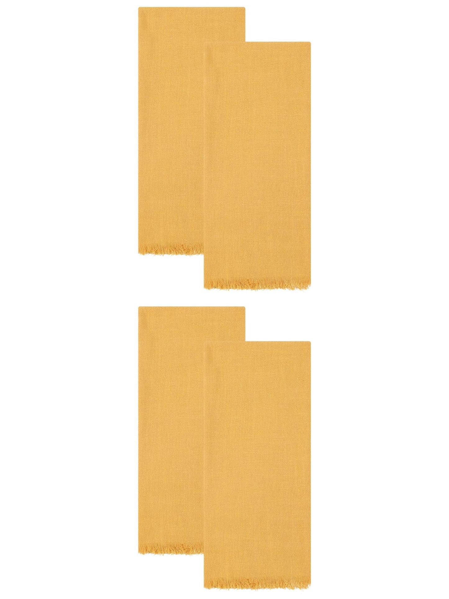 Unique Bargains Cotton Linen Quick Dry Kitchen Towels 4 Pack Yellow 18" x 18"