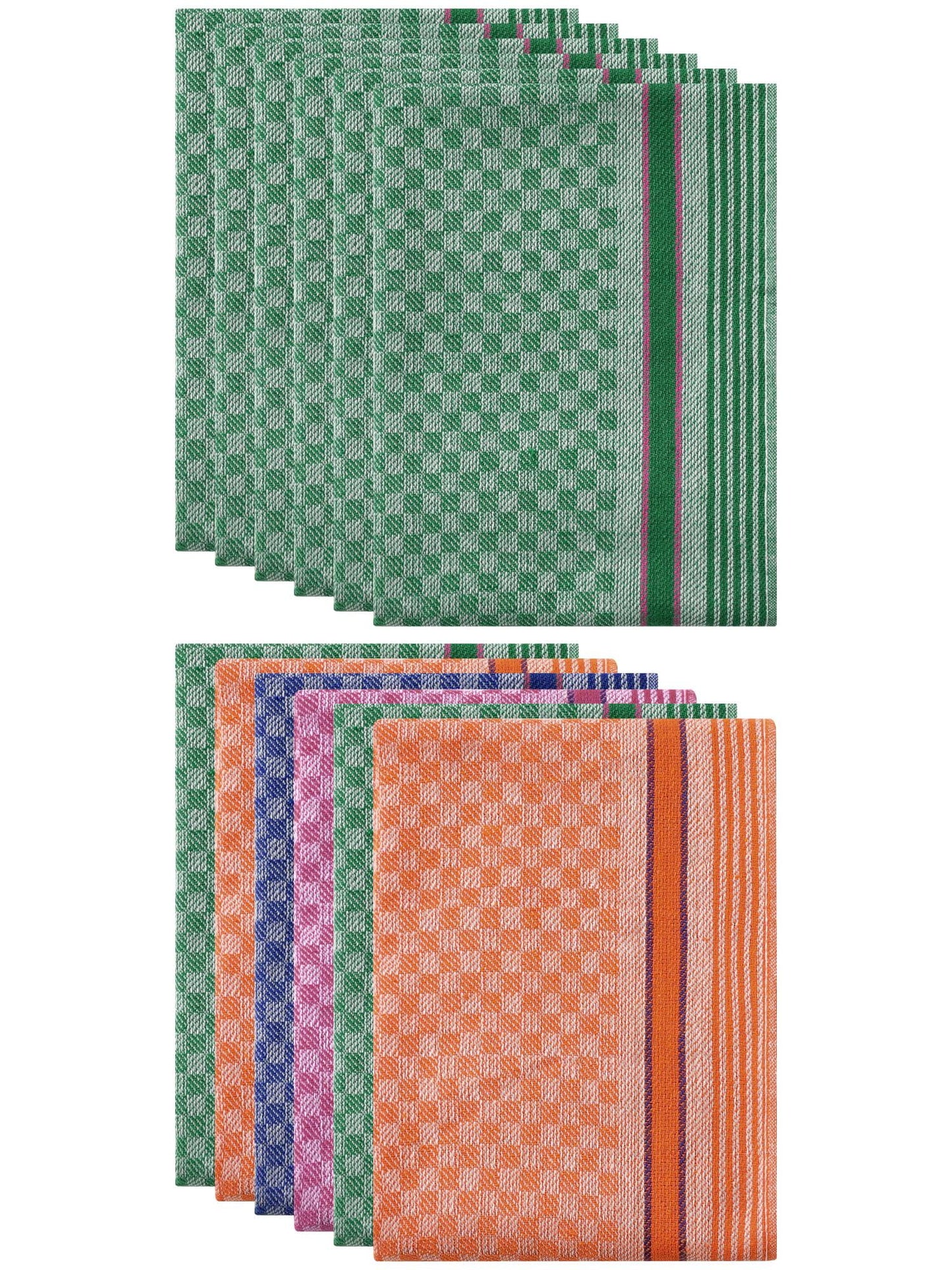 Unique Bargains Cotton Soft Waffle Weave Kitchen Dishcloths 15" x 25" Multicolor Green