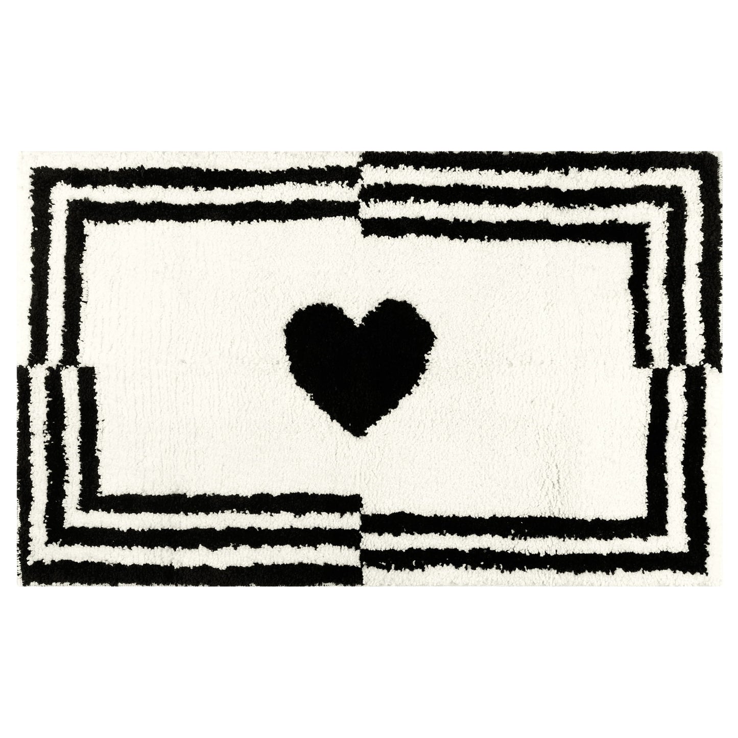 Unique Bargains Cute Heart Pattern Bath Rug Soft Non-Slip Bath Mat Absorbent Bath Carpet Beige 20" x 32"