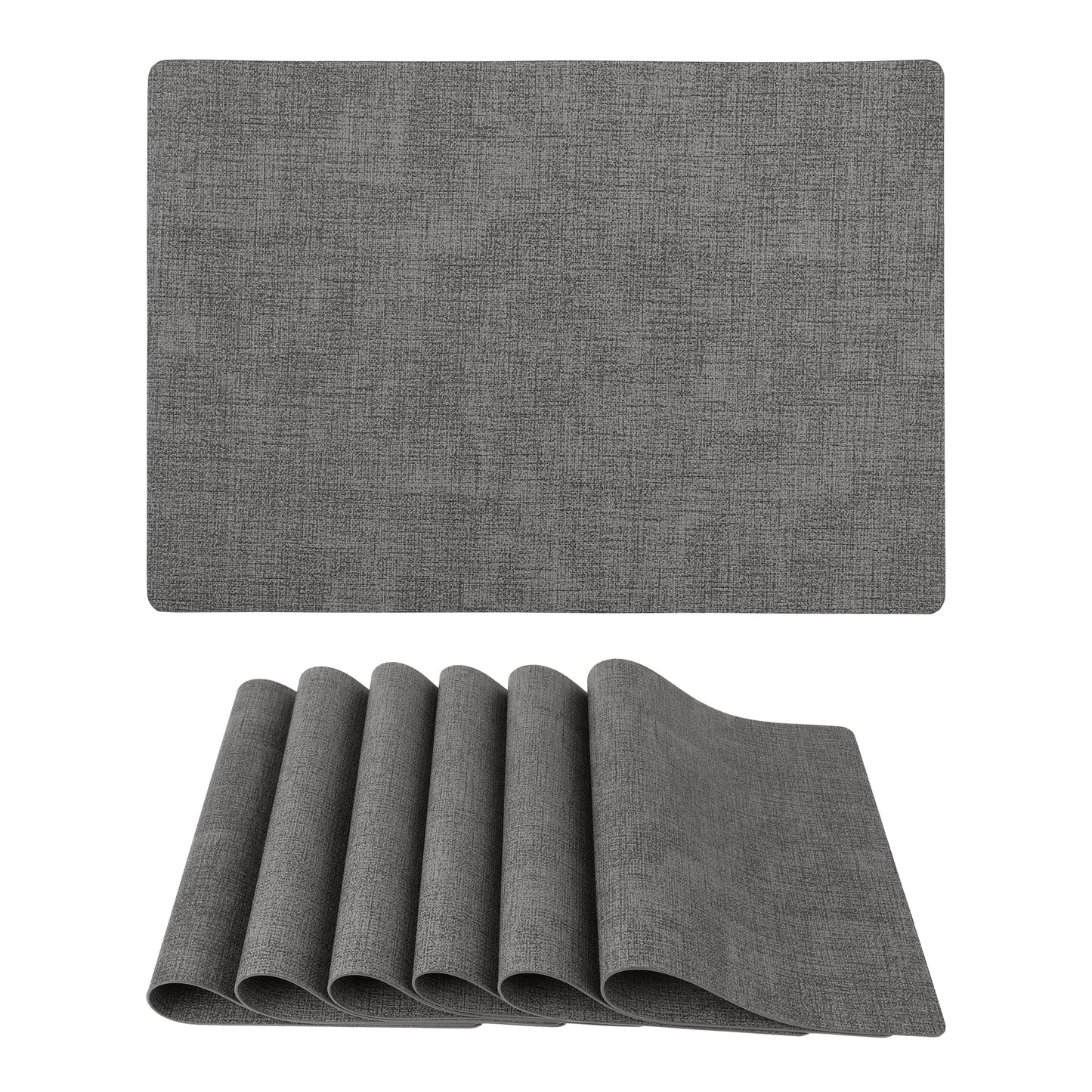 Unique Bargains Faux Leather Table Placemats for Kitchen Dining Table Light Dark Gray