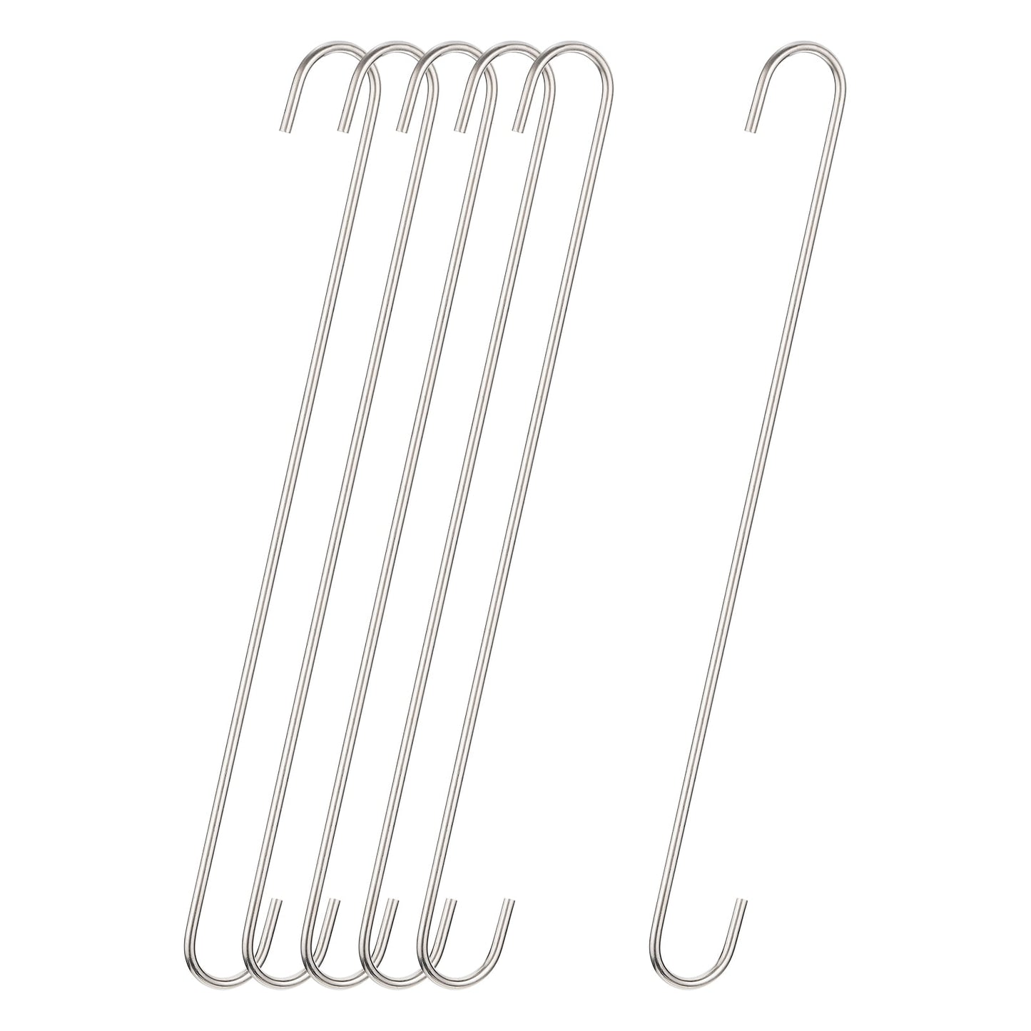 Unique Bargains S Hanging Hooks Extra Long Hanger Silver 16inch/400mm
