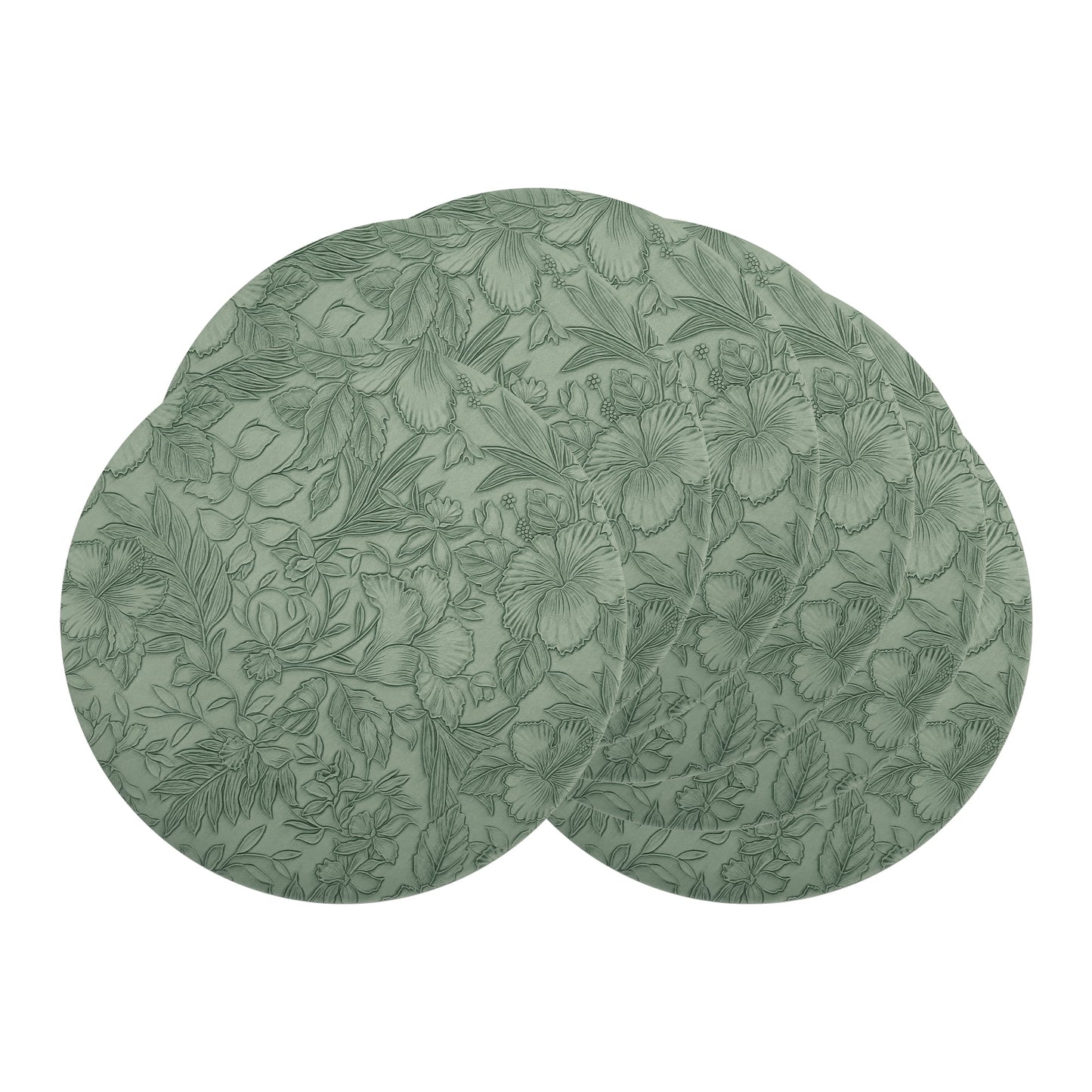 Unique Bargains Set of 6 Leather Round Placemats for Kitchen Dining Table Green