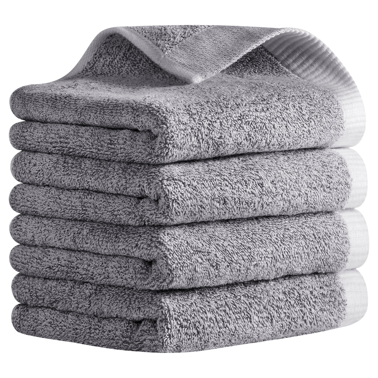 Unique Bargains Solid Hand Towels Soft Absorbent Grey 4-Pieces