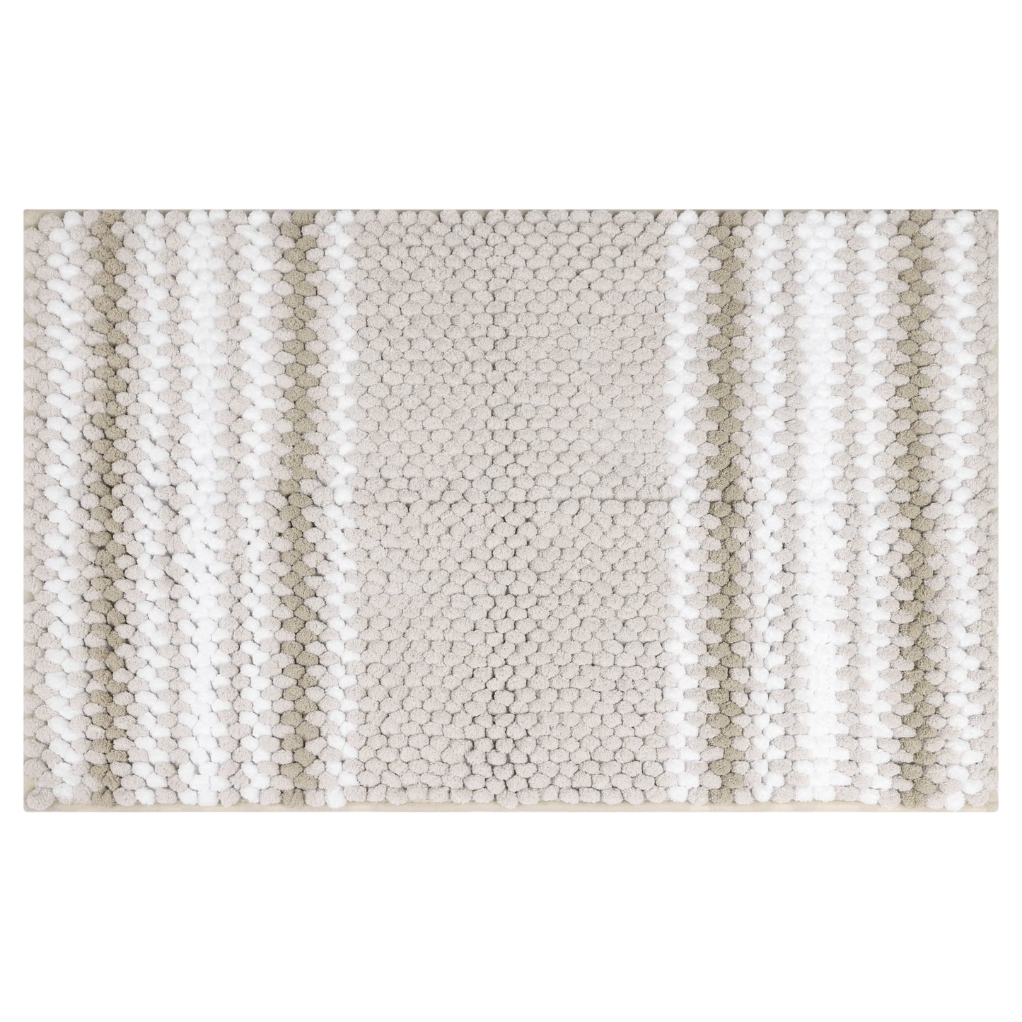 Unique Bargains Striped Bathroom Rugs Soft Absorbent Fluffy Chenille Bath Mat Rug Non Slip Khaki 20" x 32"