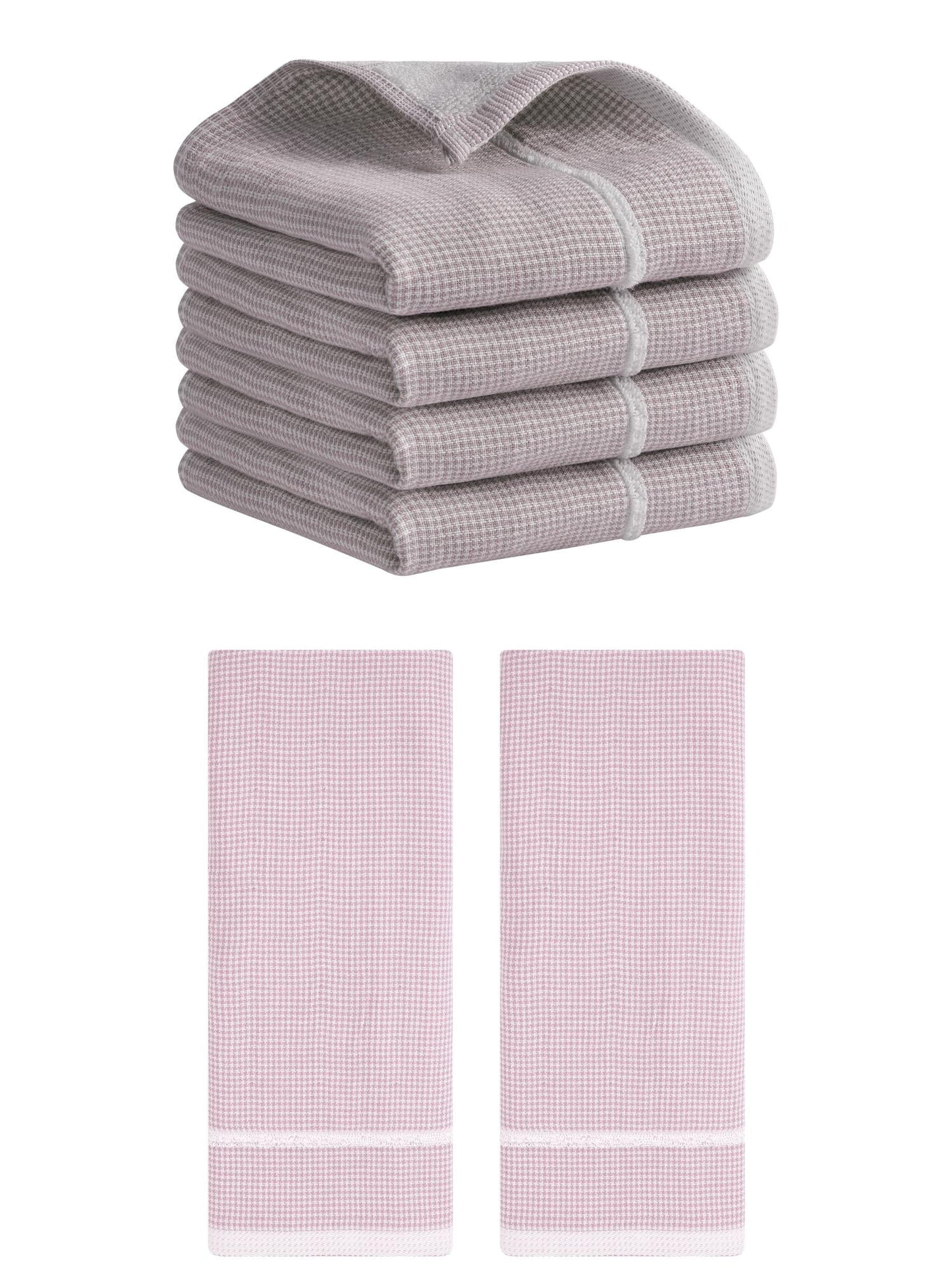 Unique Bargains Striped Decorative Hand Towel Set Cotton Face Towels Brown/Pink 6 Pack