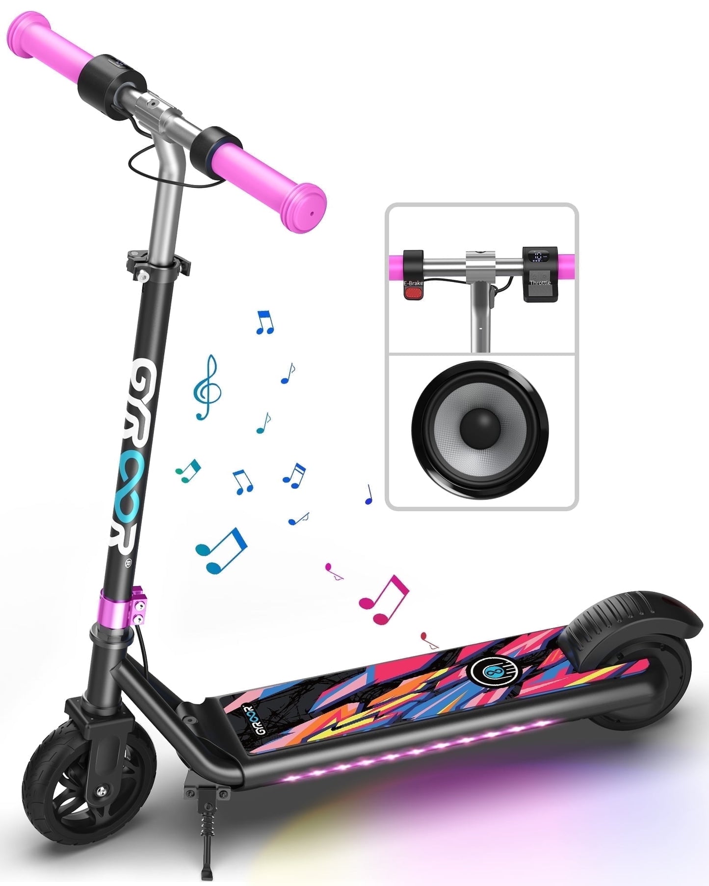 MIHOVER Electric Scooter for Kids, 150W Motor 10mph Speed Electric Scooter with Adjustable Handlebar and LED Lights