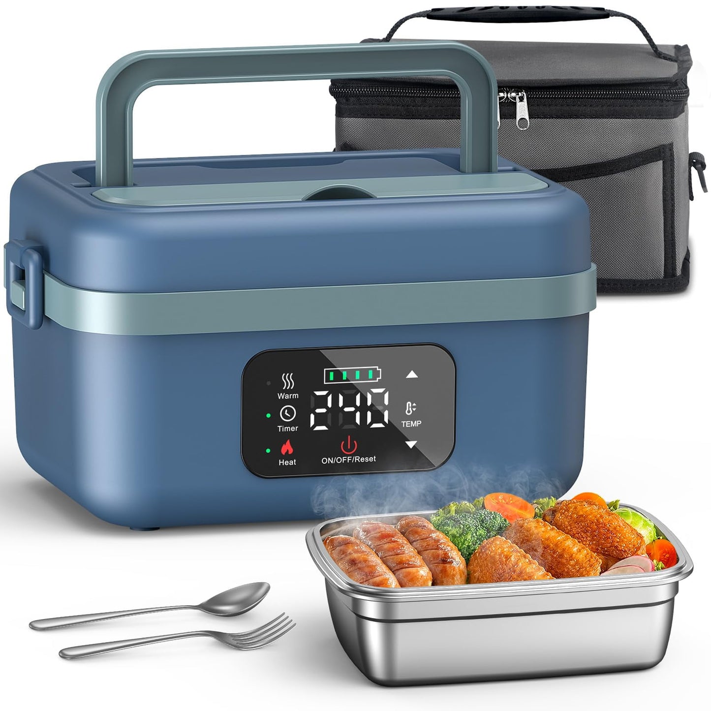 VASG Cordless Electric Lunch Box for Adults, 16000mAh Rechargeable Auto Heated Lunch Box, 1L Portable Self-Heating Food Warmer for Office, Picnic, Car & Outdoor Use C101