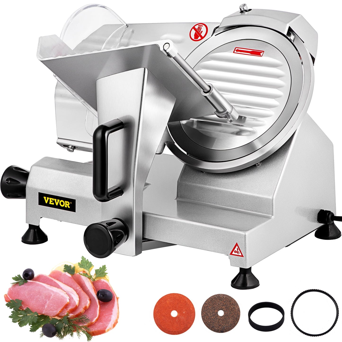 VEVOR Meat Slicer, 200 W Electric Deli Food Slicer, 350-400 rpm Commercial Meat Slicer with 8'' Chromium-plated Steel Blade, 0-12 mm Adjustable Thickness Food Slicer Machined