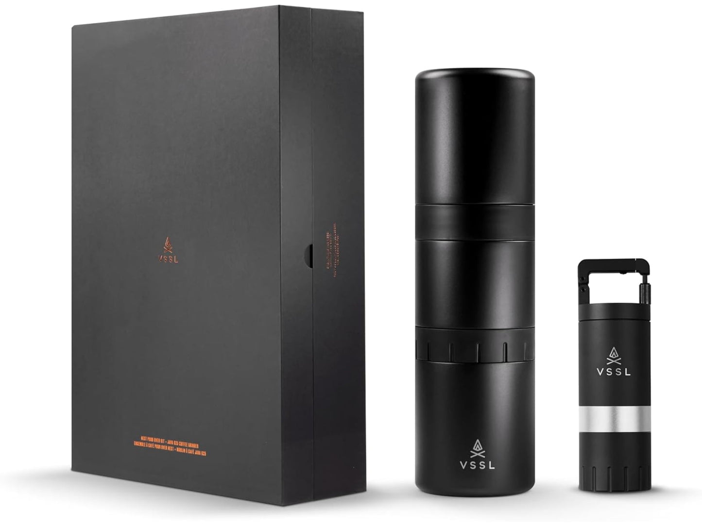 VSSL Nest Pour-Over Coffee Kit w/Java G25 Grinder Gift Set, Black
