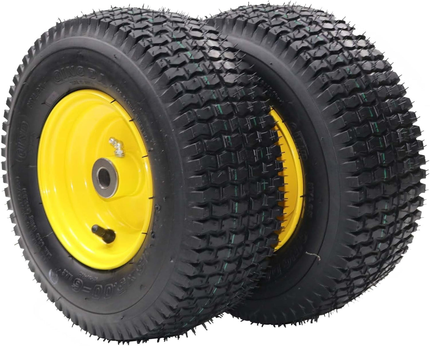 WALYWIK 13x5.00-6 Lawn Mower Tires with Wheel Assemblies - Heavy-Duty 295 LB Capacity, All-Terrain Traction, Universal Fit with 3" Centered Hub & 3/4" Bushing, Set of 2