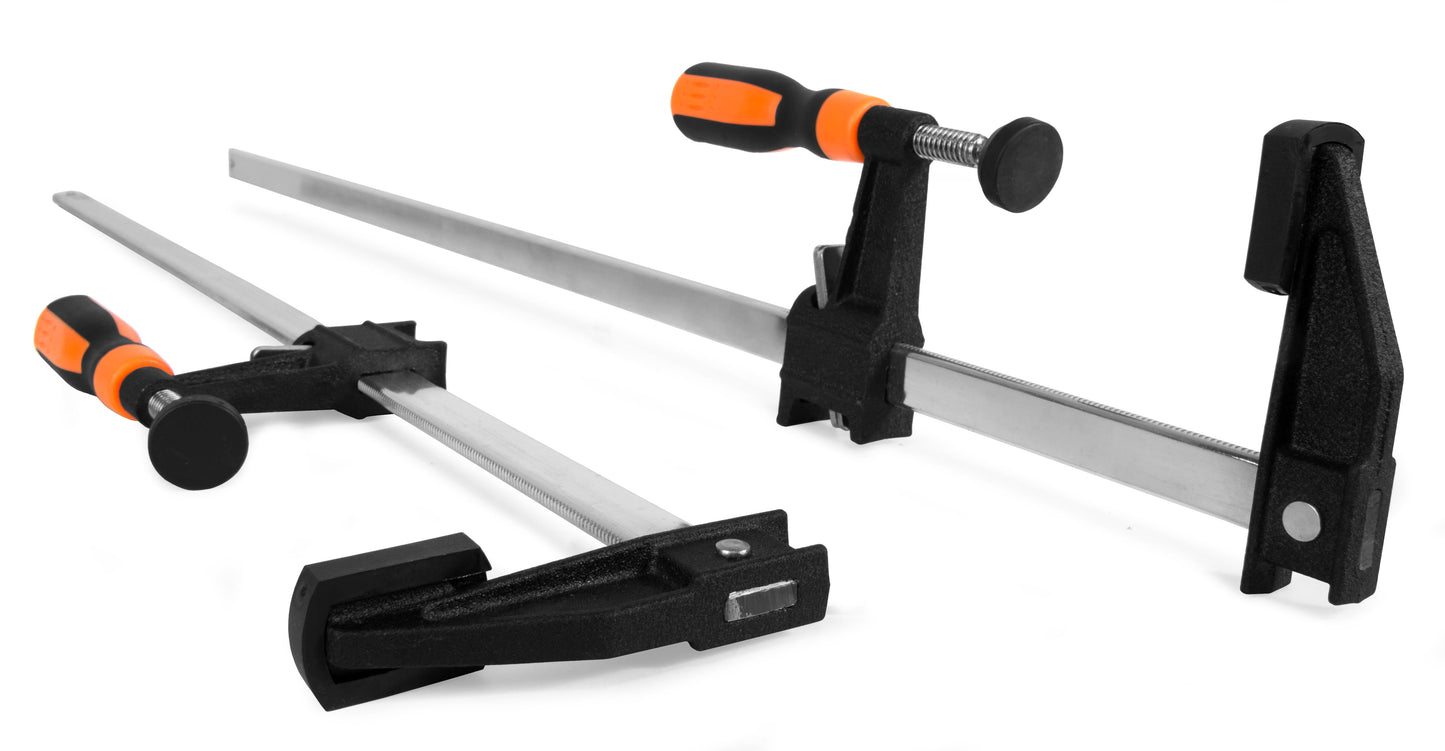 WEN Products Quick-Adjust 24-Inch Steel Bar Clamps with 2.5-Inch Throat and Micro-Adjustment Handle, Two Pack