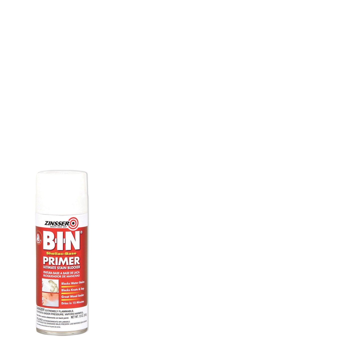 6 Pack, White, Zinsser Flat BIN Shellac-Base Primer Spray- 13 oz