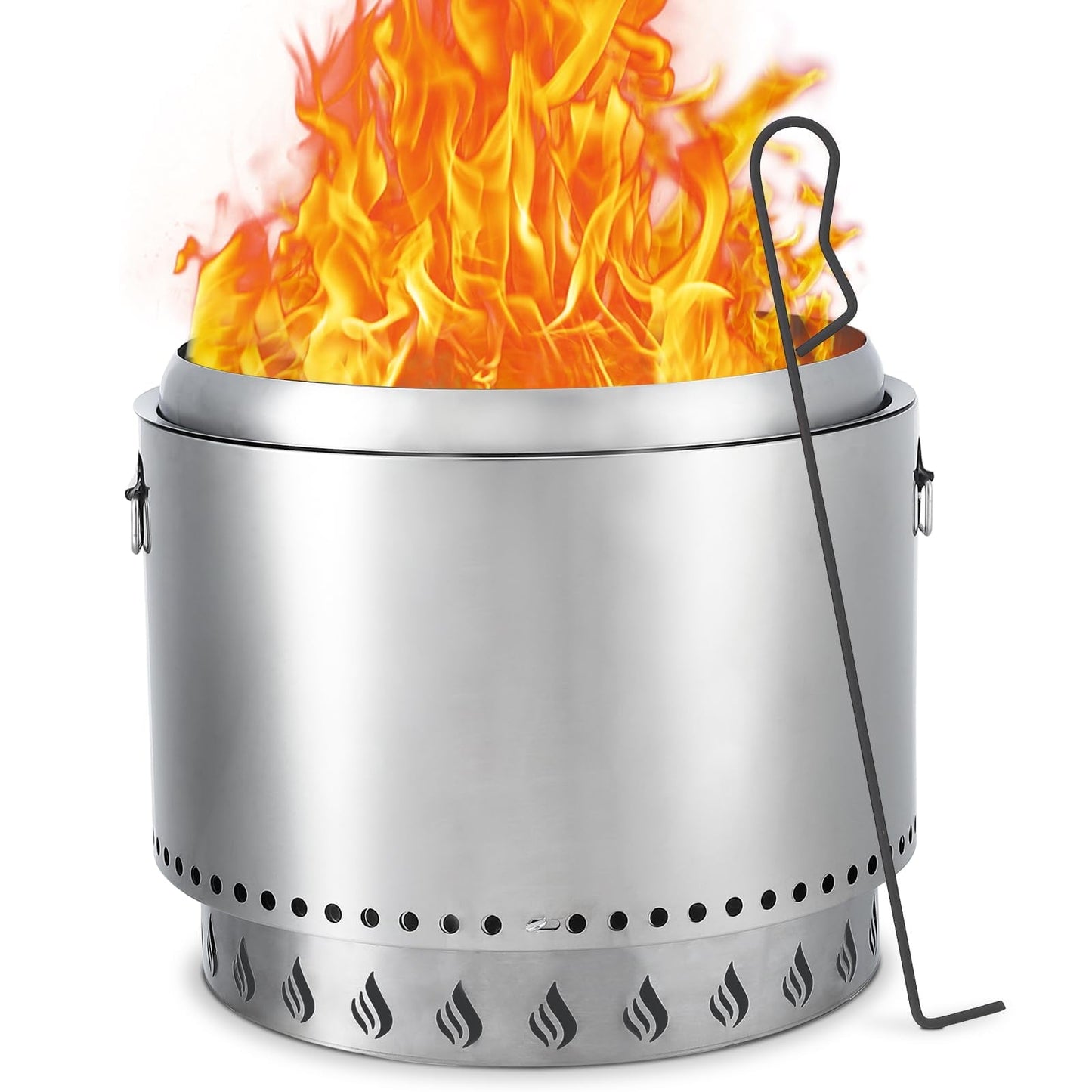 Garvee Fire Pits for Garden, 26.8 Inch Smokeless Fire Pit, 304 Stainless Steel Wood Burning Fireplaces with Removable Ash Pan & Stand, Portable Safe Burning Firepit ,Ideal for Outside Patio Camping