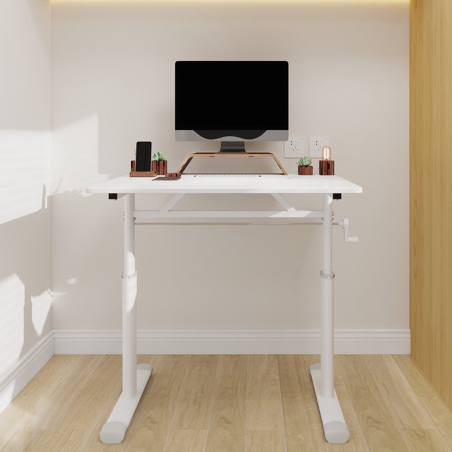 Yoneston 32" x 24" Height Adjustable Computer Desk, Home Office Standing Up Desk for Students,Teen and Adults, White