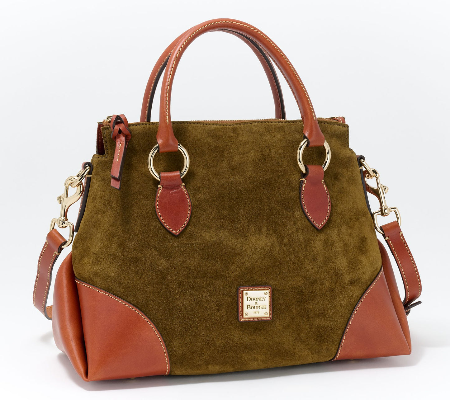 Dooney & Bourke Suede Satchel with Florentine Trim