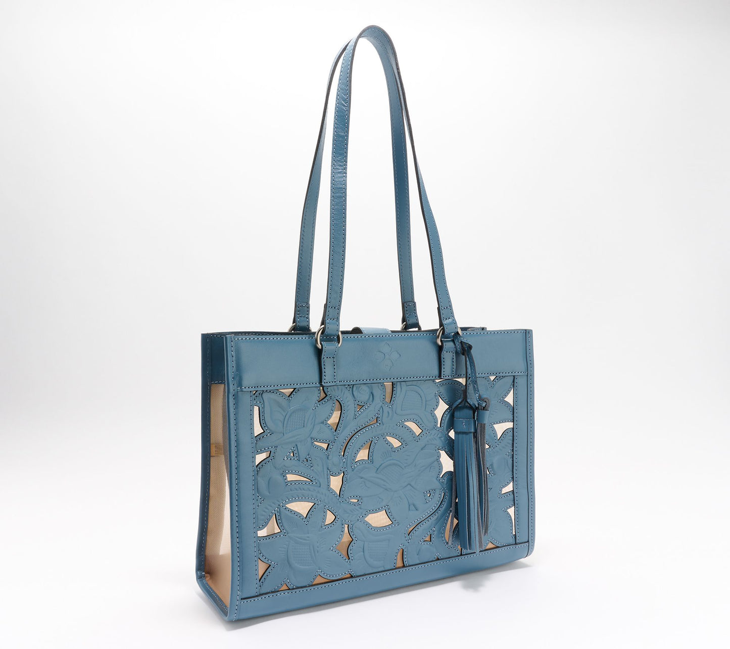 "As Is" Patricia Nash Gianella Leather & Mesh Cut Out Tote