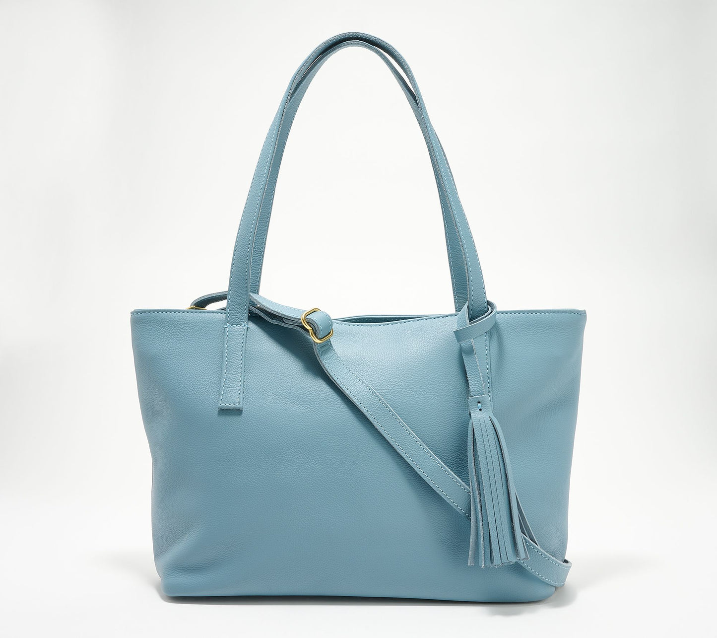 Parker Clay Eden Leather Carryall Tote with Crossbody Strap & Tassel
