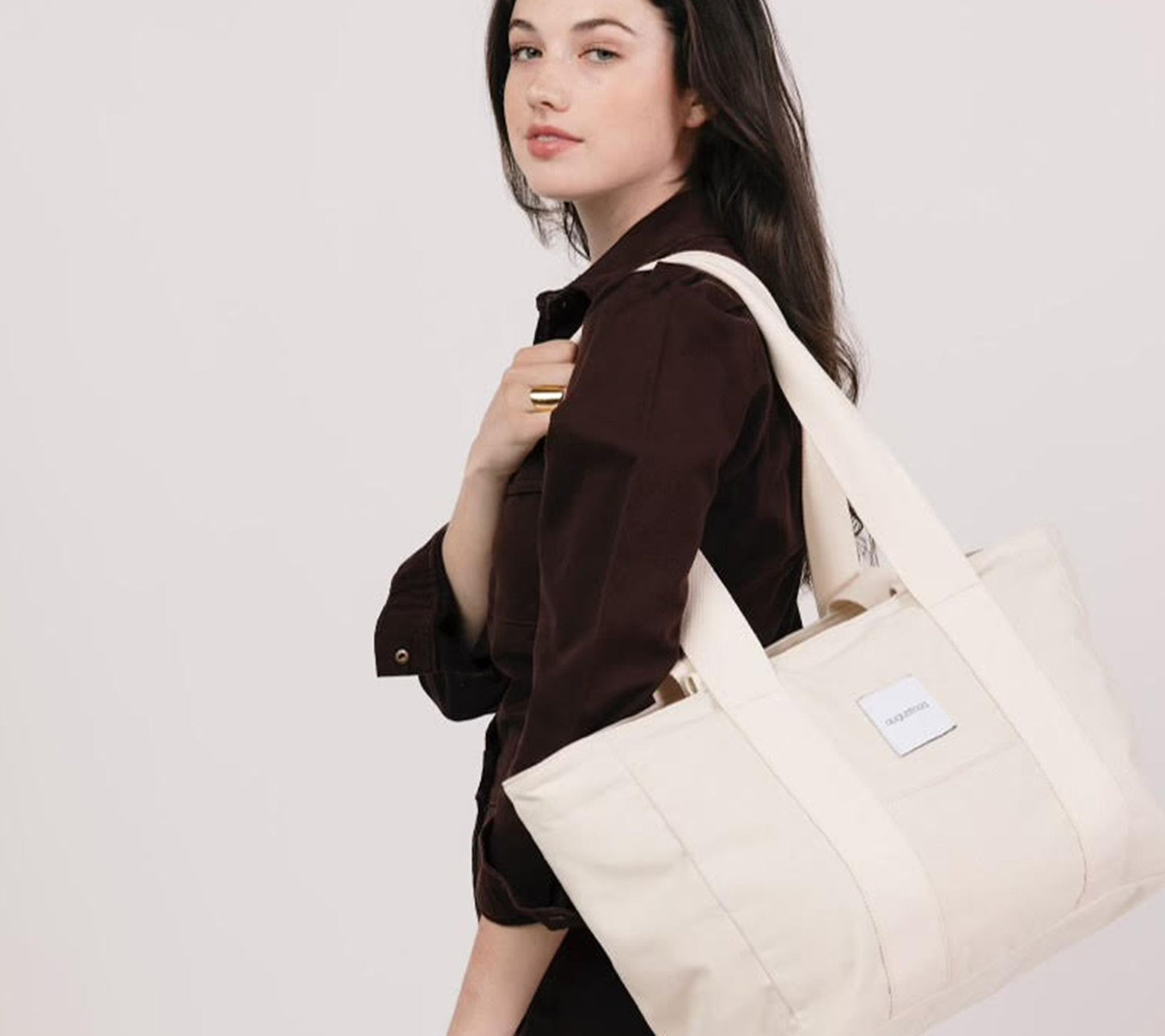 augustnoa The Everyday Cotton Tote Bag with Trolley Sleeve