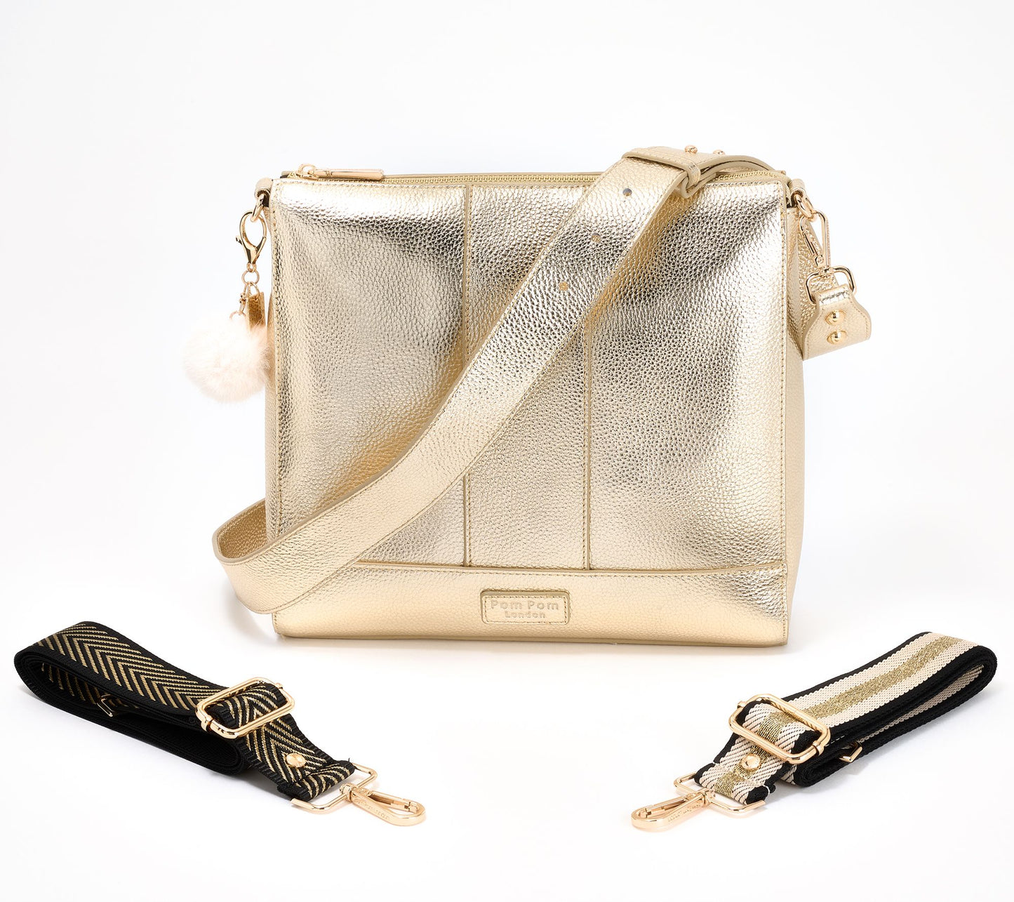 Pom Pom London Leather Westminster Messenger Bag w/ Multi Straps