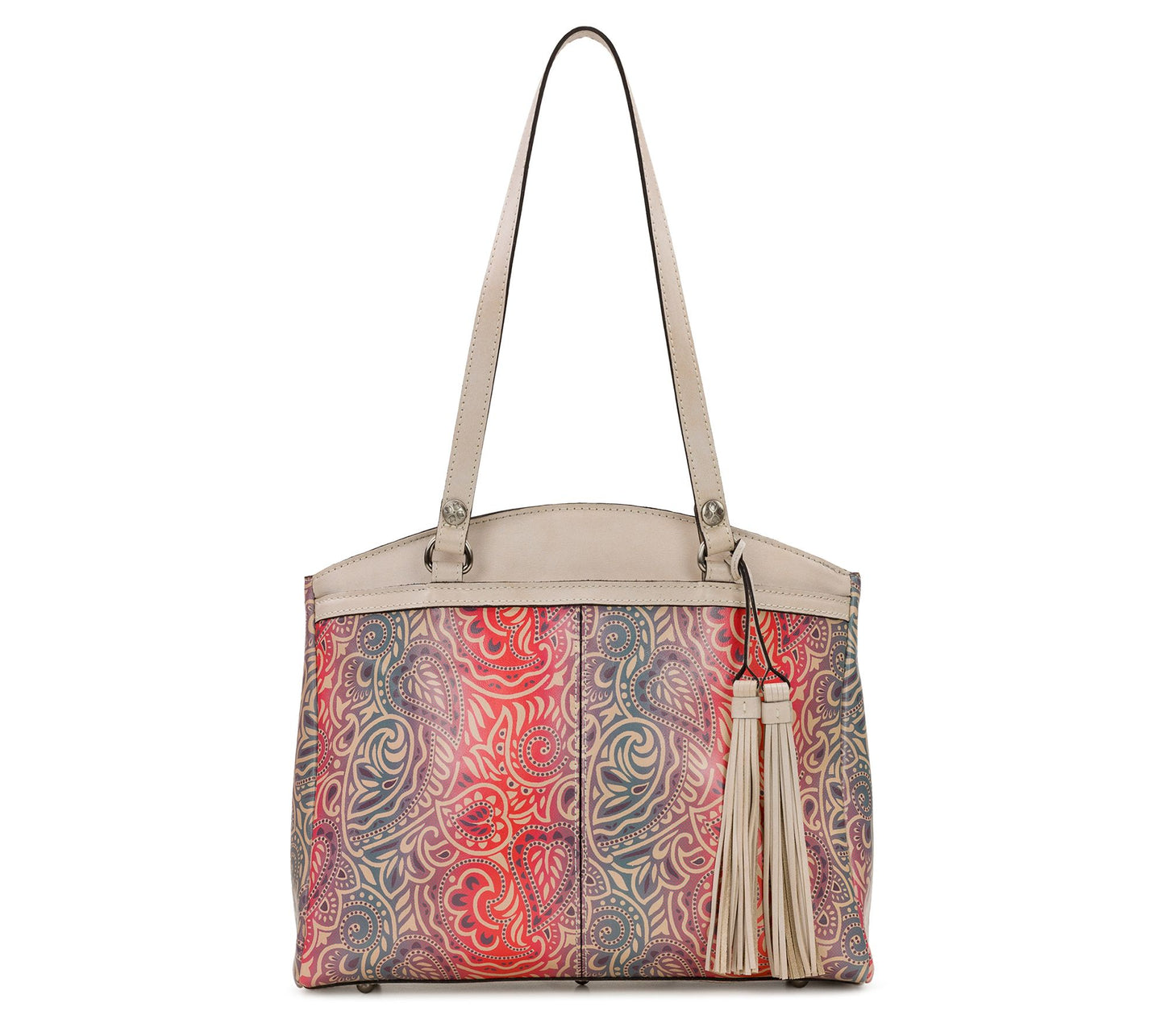 Patricia Nash Poppy Leather Tote w/ Tassel - Greek Ombre Print