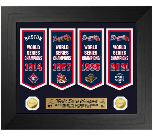 Atlanta Braves Four-Time Champ Deluxe Banner Frame