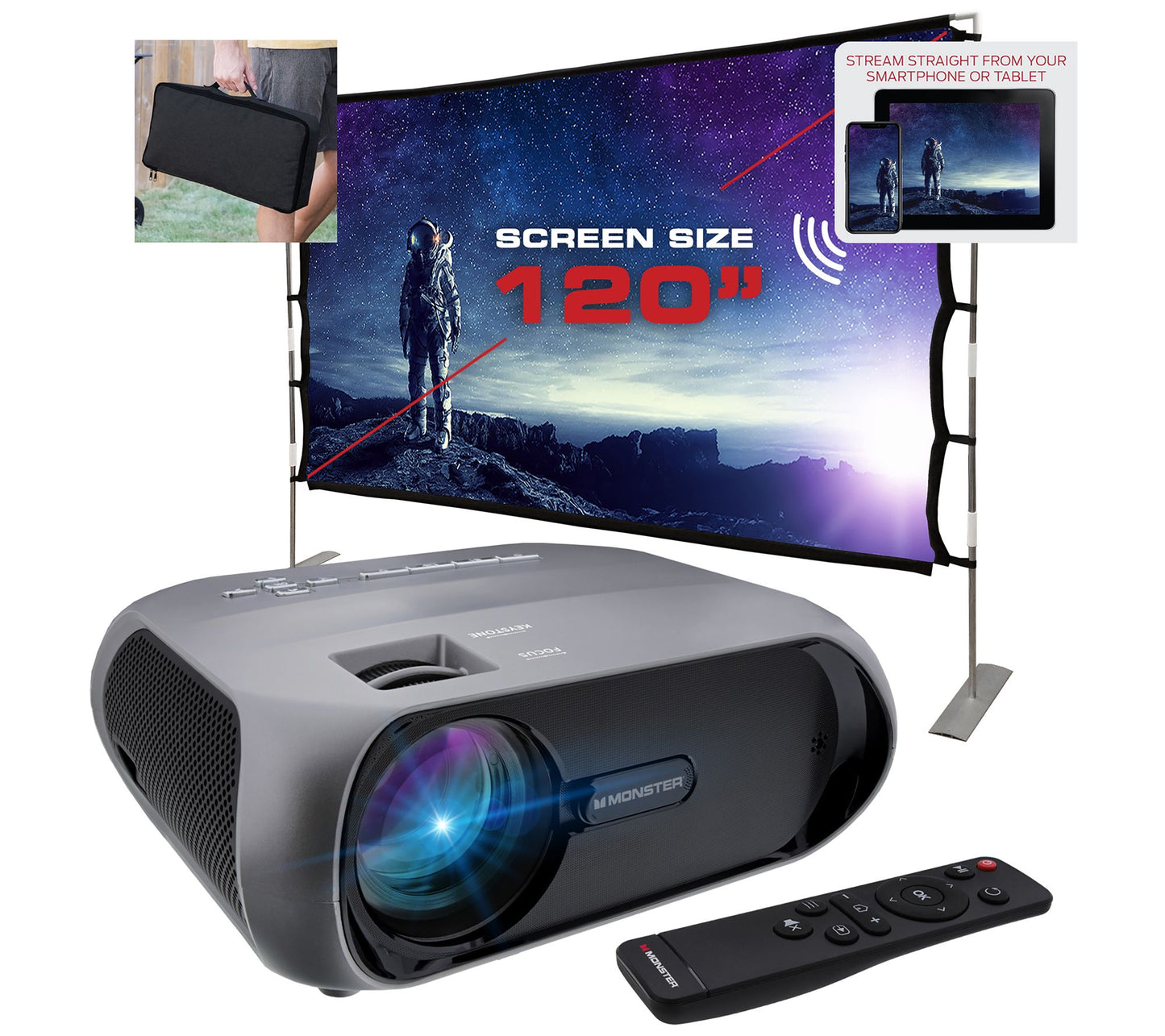 Monster Premium Wi-Fi and Bluetooth LCD Projector Bundle