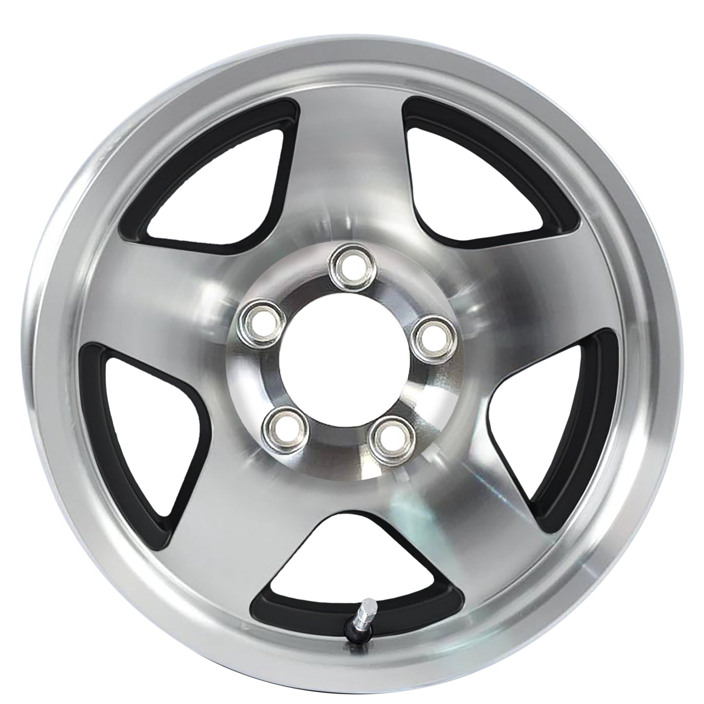 eCustomrim Aluminum Trailer Wheel 15X5 15 Inch Black Star Style 5 Lug On 4.5" Center Rim