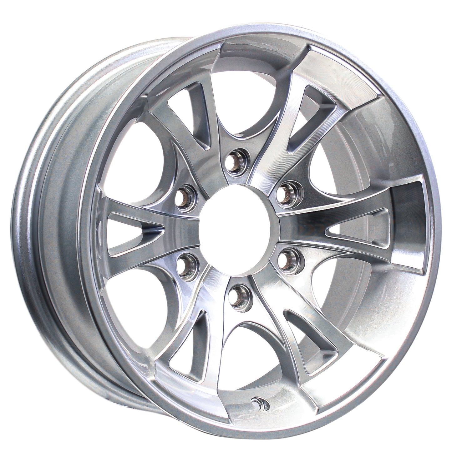 eCustomrim Aluminum Trailer Wheel 15X6 15 Inch A1411 Silver 6 Lug On 5.5" Center Rim