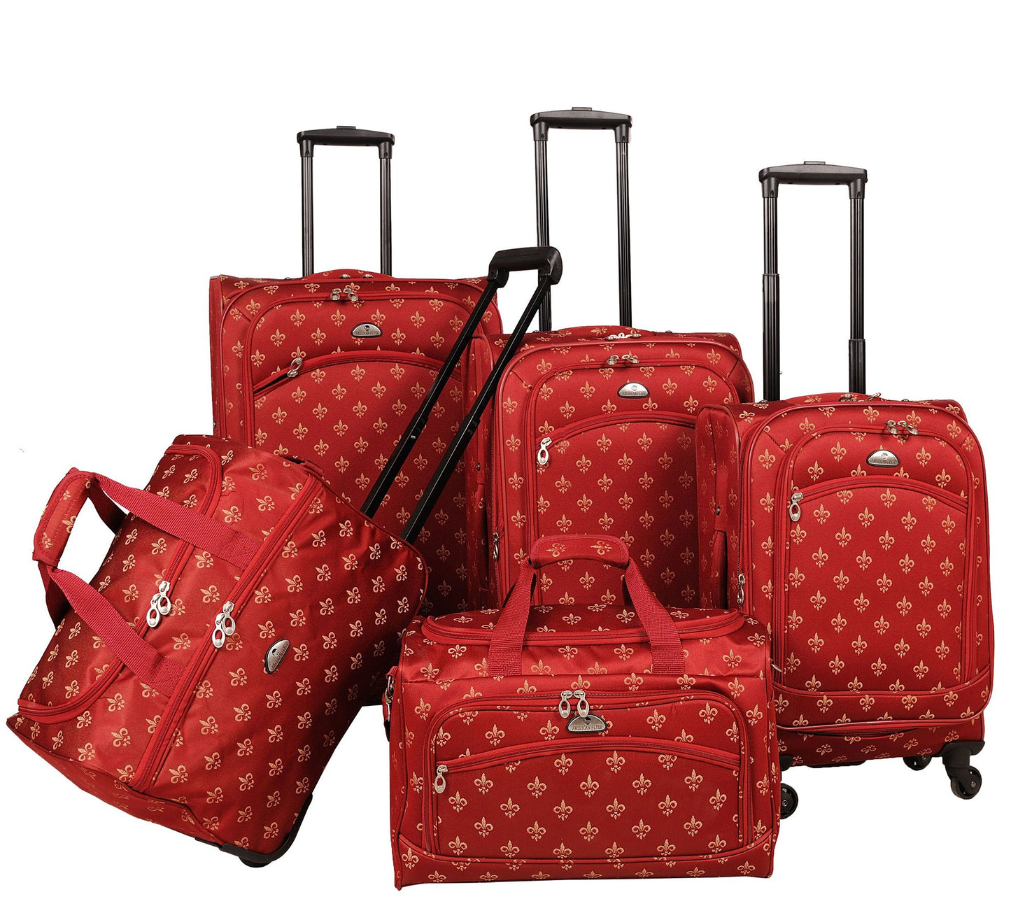 American Flyer Fleur de Lis 5-Piece Spinner Luggage Set