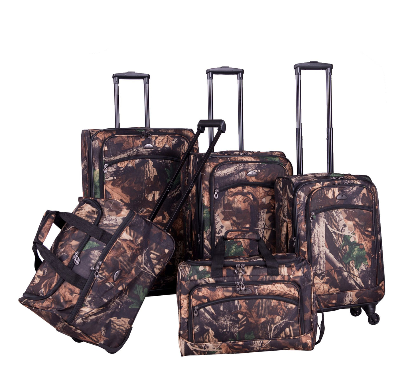 American Flyer Camo Green 5-Piece Spinner Luggage Set