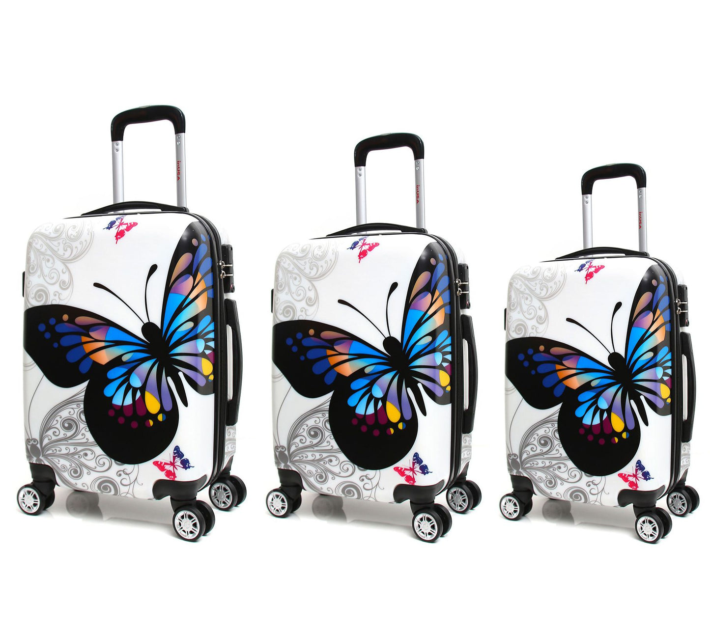 InUSA Butterfly Lightweight Hardside Spinner 3iece Set