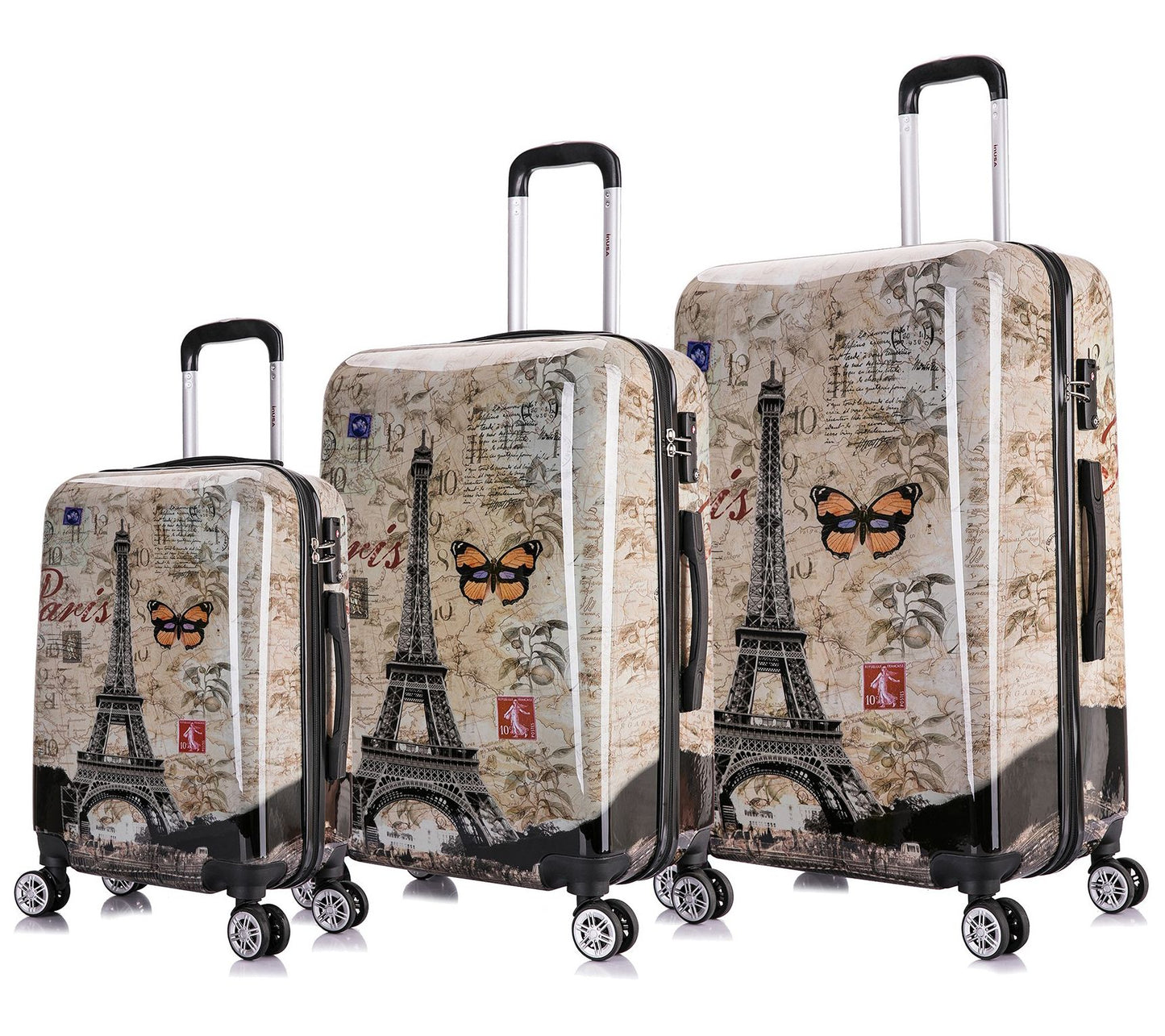 InUSA Paris Lightweight Hardside Spinner 3 Piece Set-Prints