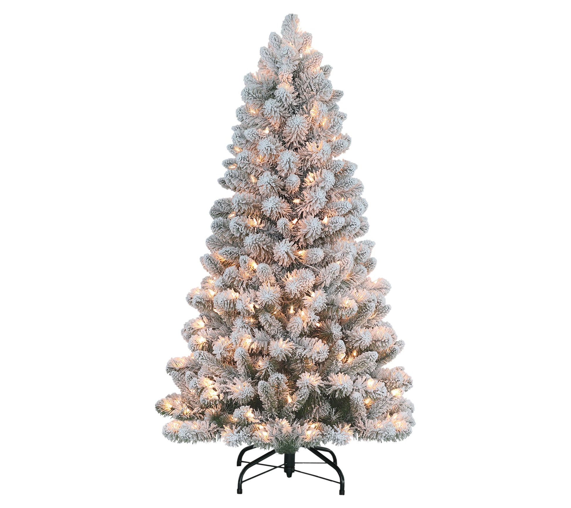Puleo Pre-Lit 4.5' Flocked Virginia Pine Christ mas Tree