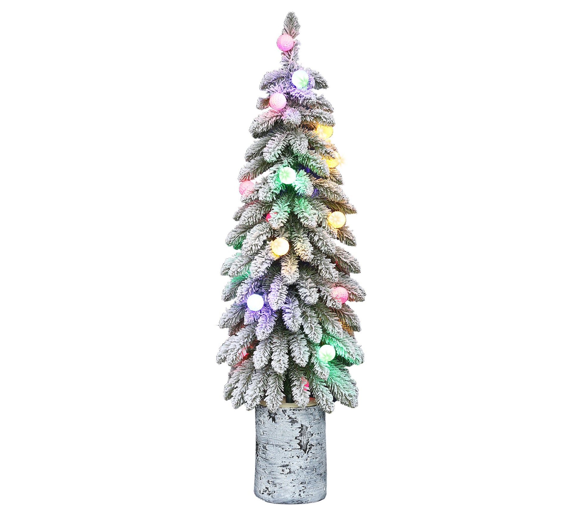 Puleo Pre-Lit 4' Potted Flocked Alpine Christmas Tree